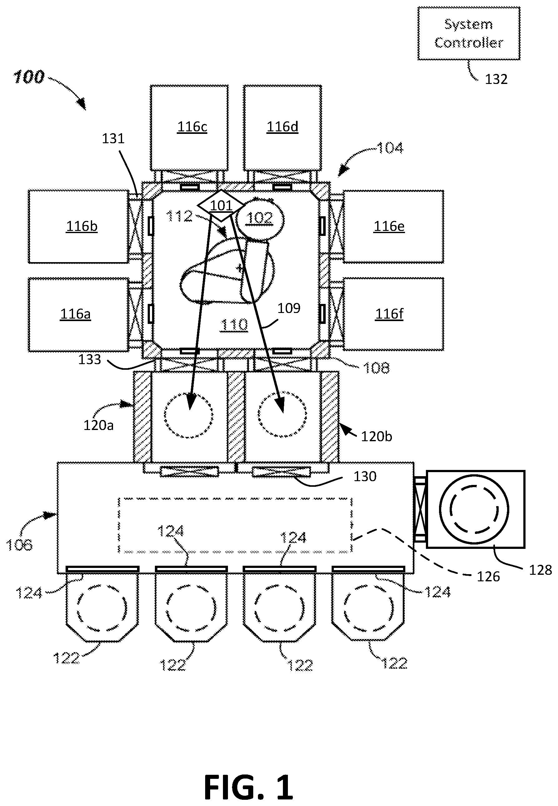 Patent US11854773 — Remote plasma cleaning of chambers for electronics manufacturing systems — Figure 1