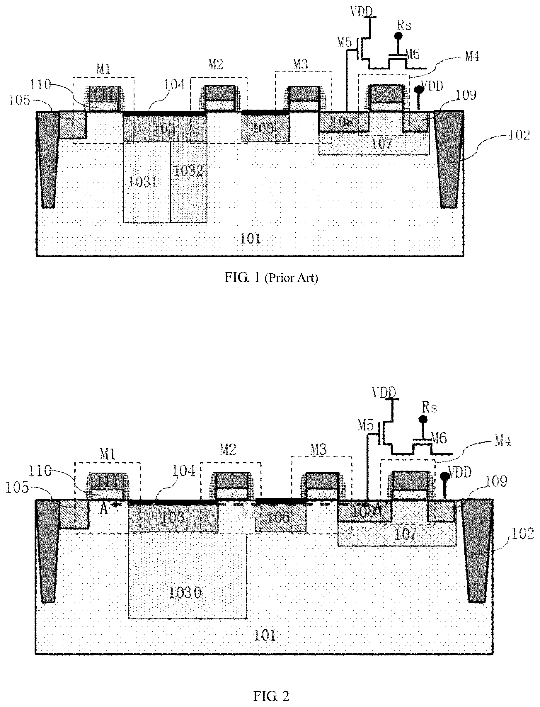 Patent US11854790 — Global shutter CMOS image sensor and method for making the same — Figure 1