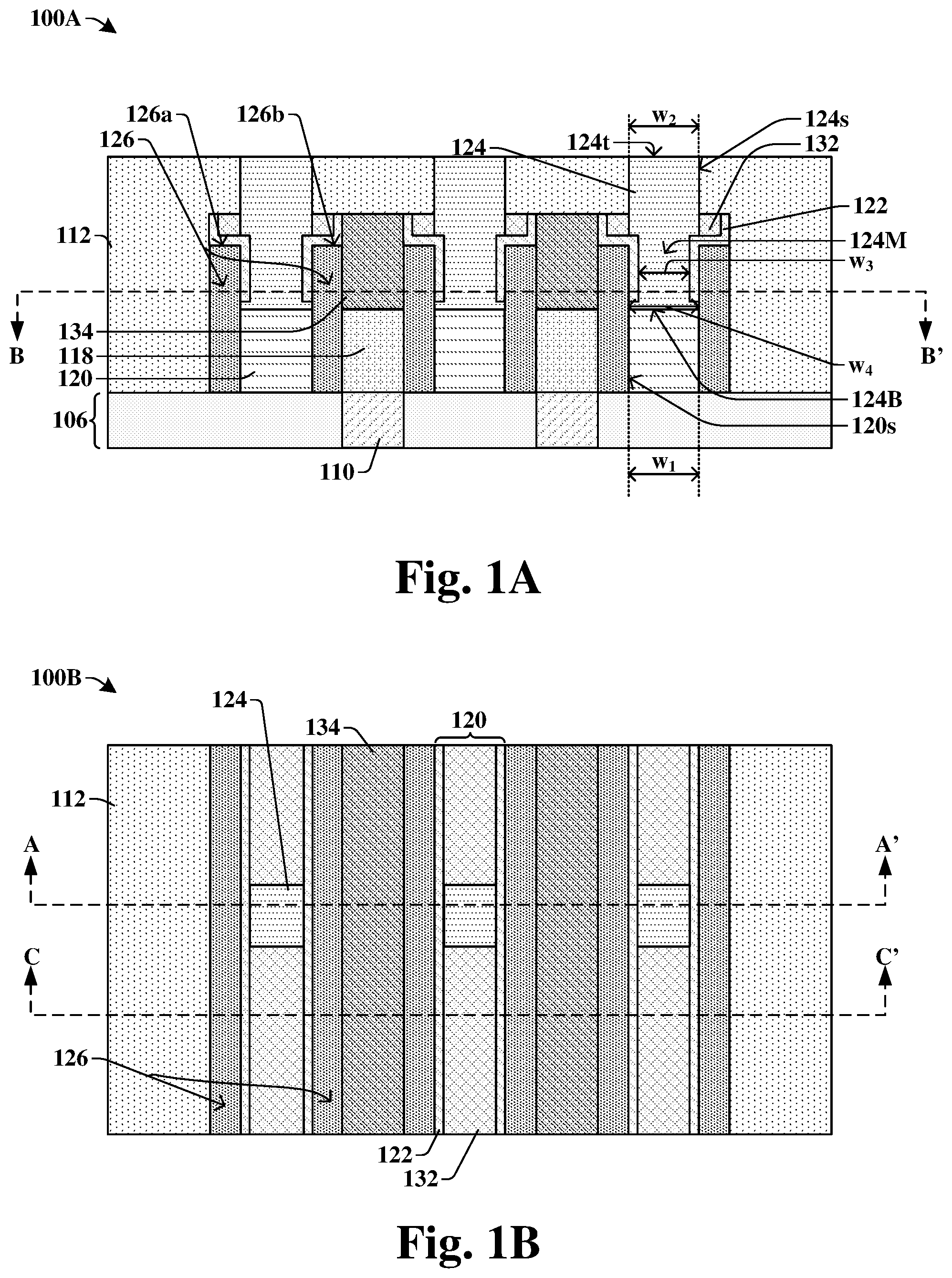 Patent US11854866 — Enlarging contact area and process window for a contact via — Figure 1