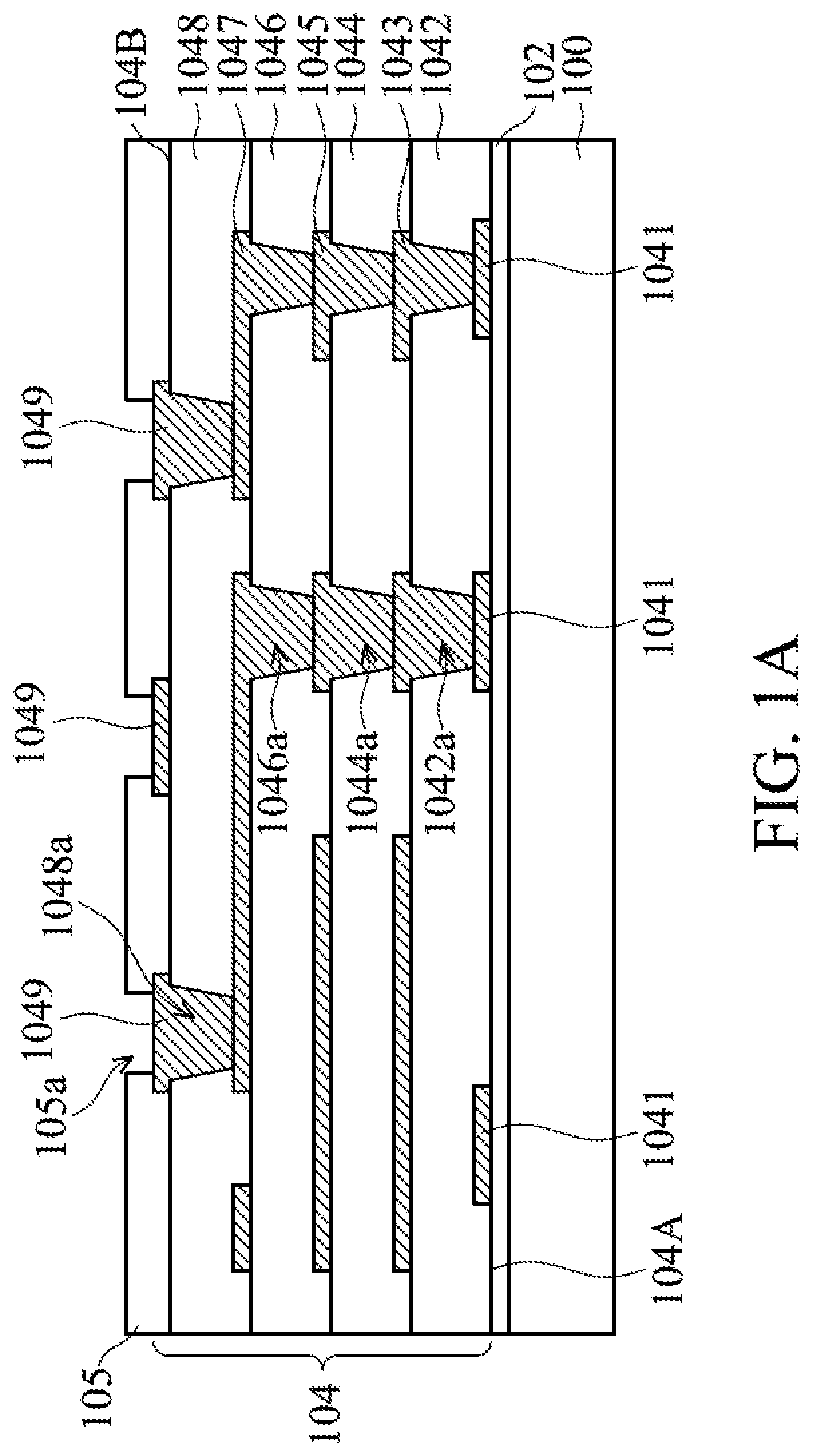Patent US11854956 Figure 1 – Semiconductor die package with conductive line crack prevention design