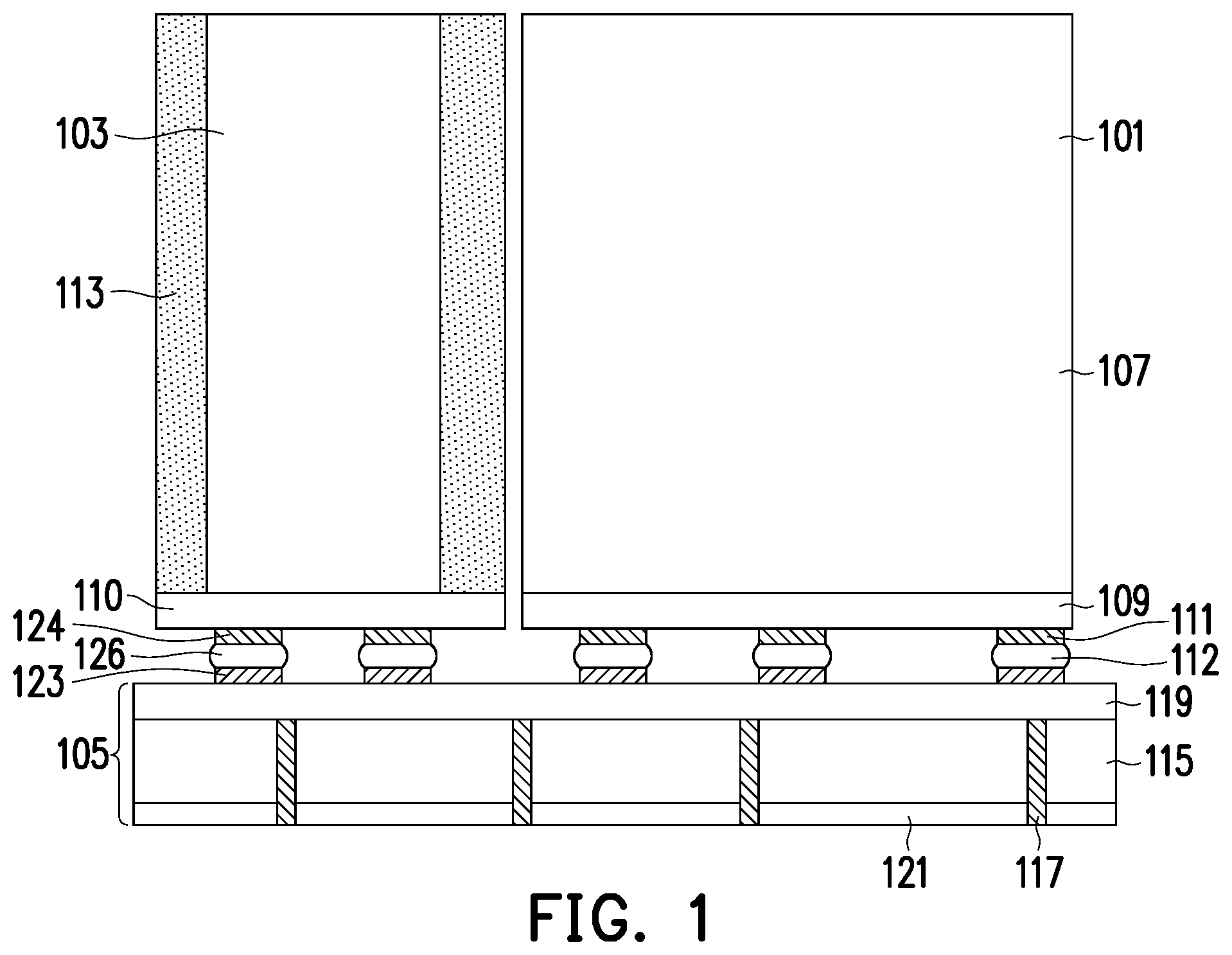 Patent US11854983 — Semiconductor devices and methods of manufacture — Figure 1