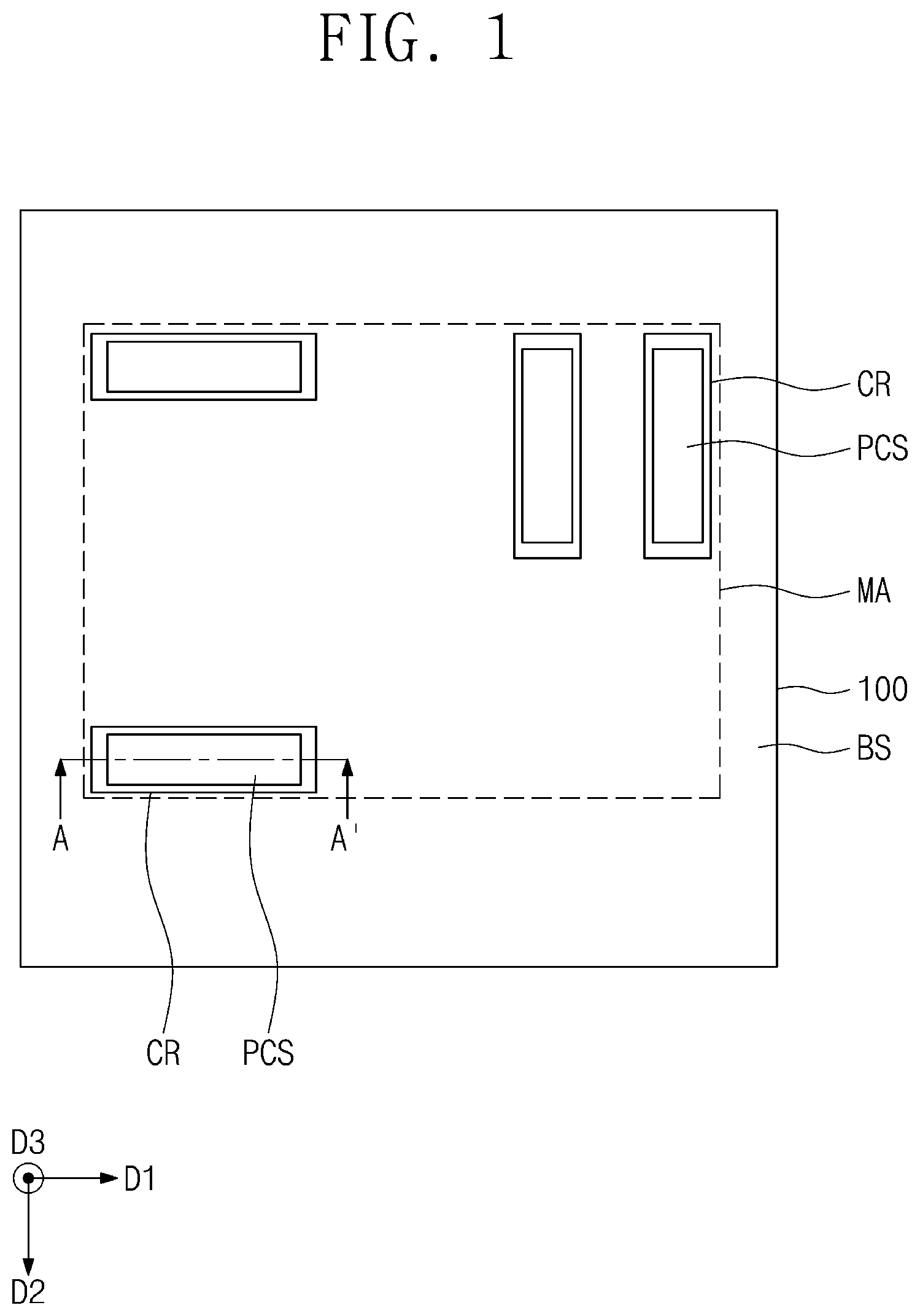 Patent US11854989 — Semiconductor package substrate and semiconductor package including the same — Figure 1