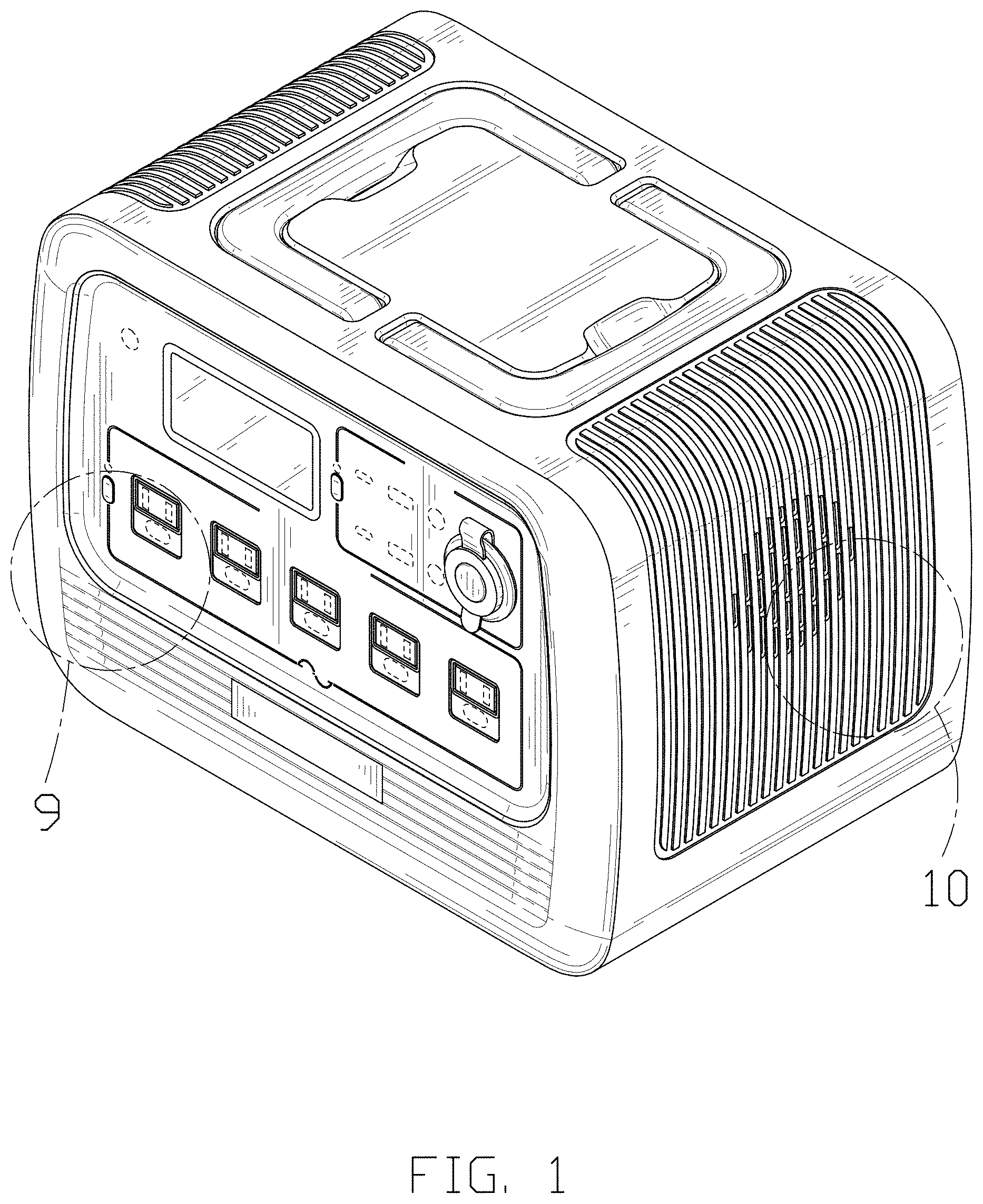Patent USD0999733 Figure 1 – Portable power supply