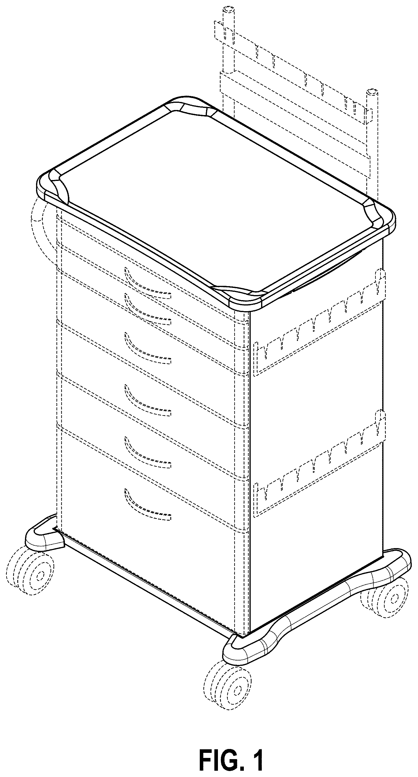 Patent USD0999934 — Treatment cart with pass through tray — Figure 1