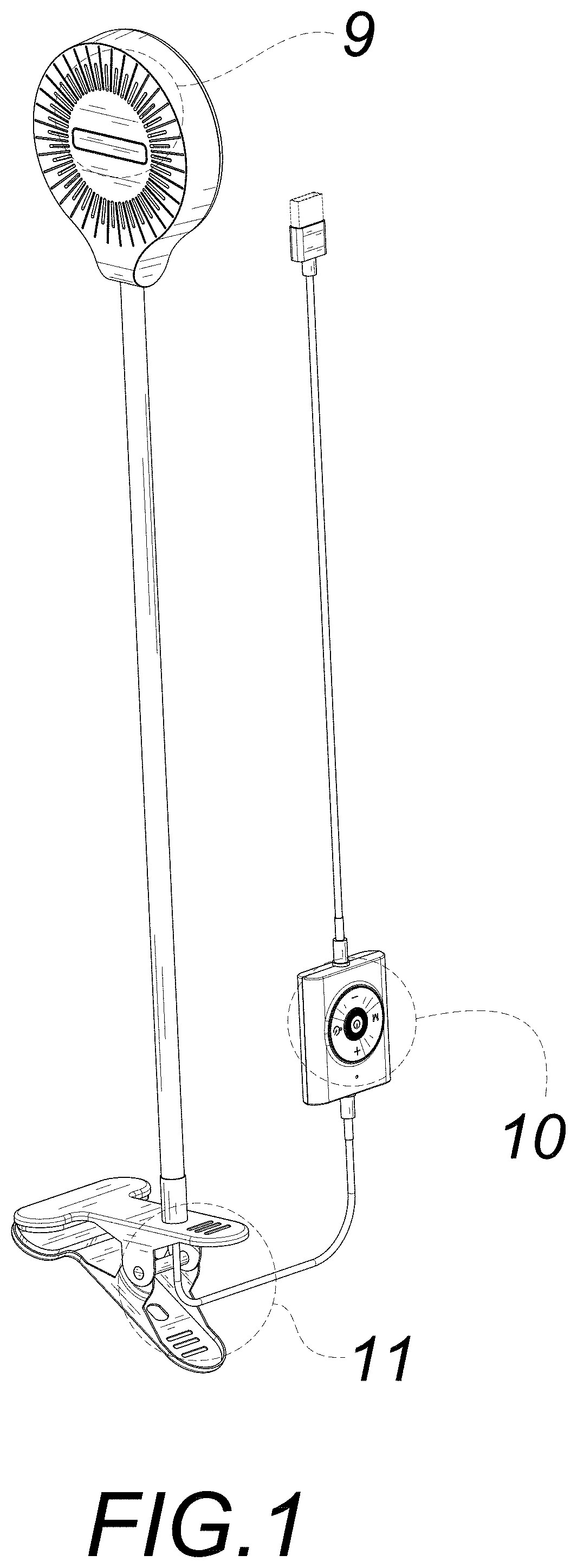 Patent USD0999959 — Clip-on light — Figure 1