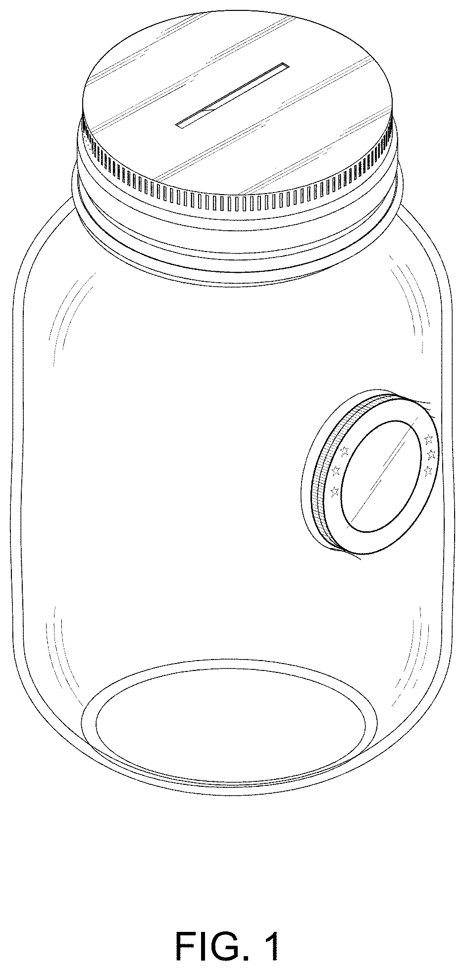 Patent USD1000033 — Coin jar with embedded challenge coin — Figure 1