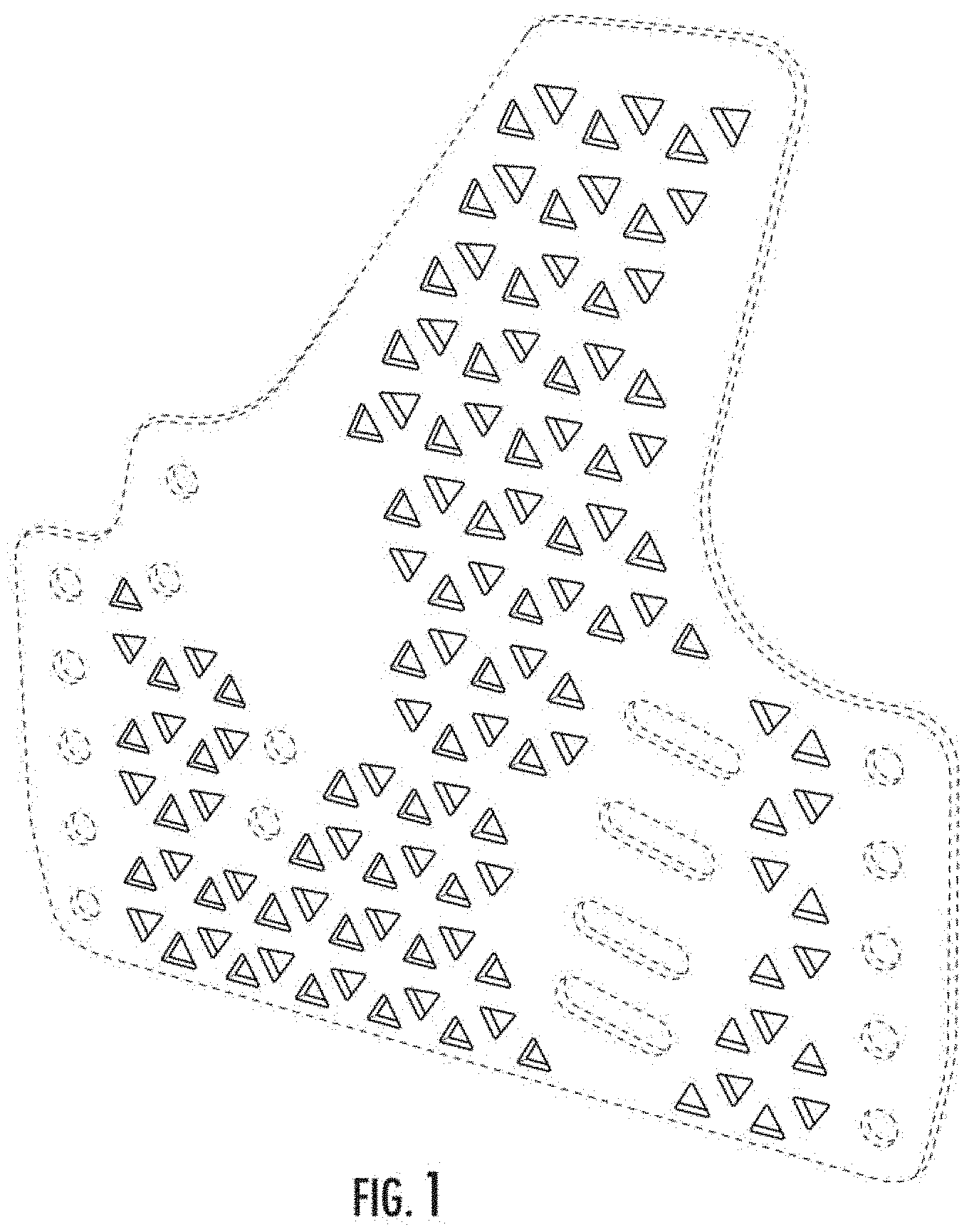 Patent USD1000108 Figure 1 – Backer with triangle pattern