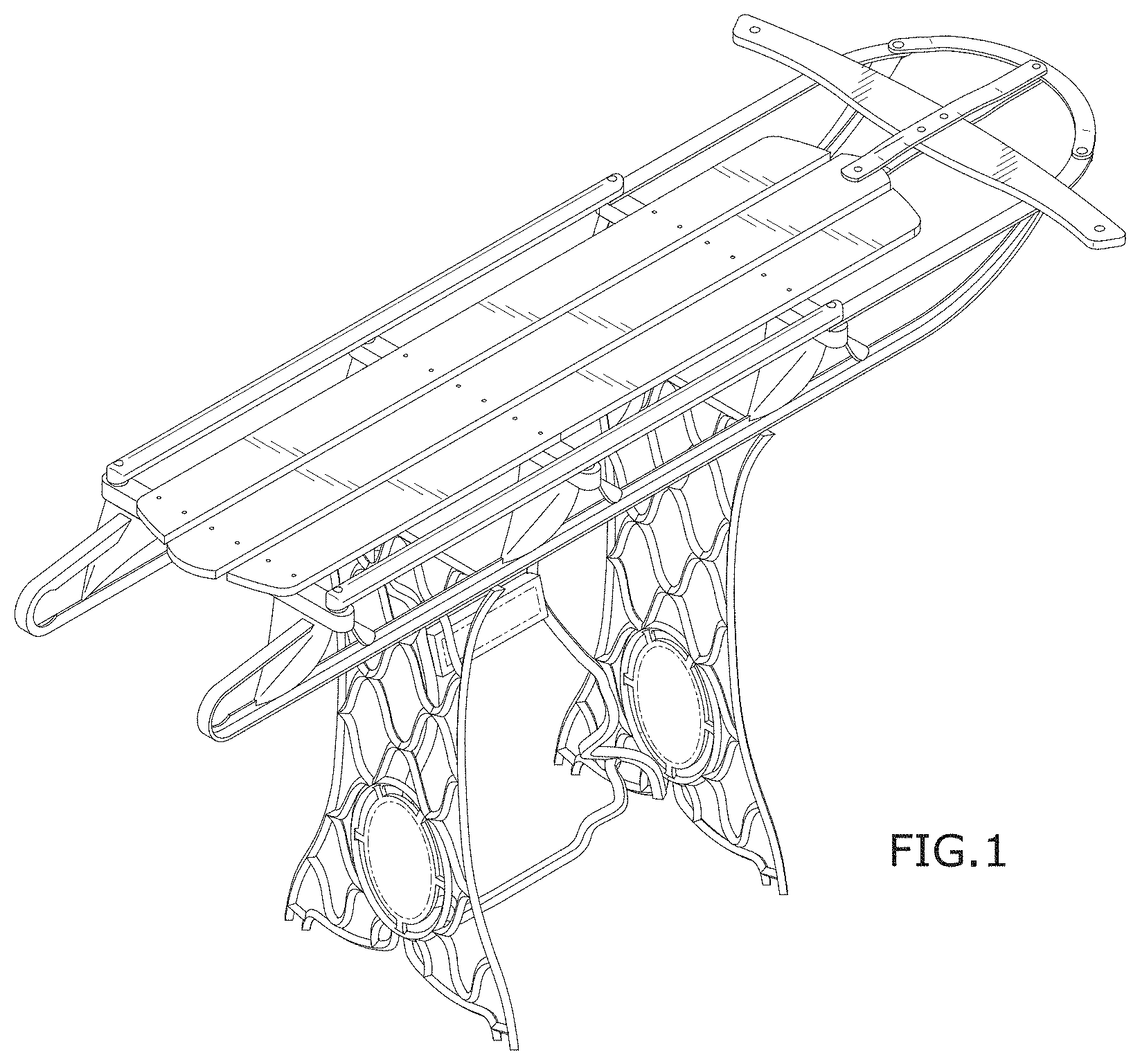 Patent USD1000171 — Sled table — Figure 1