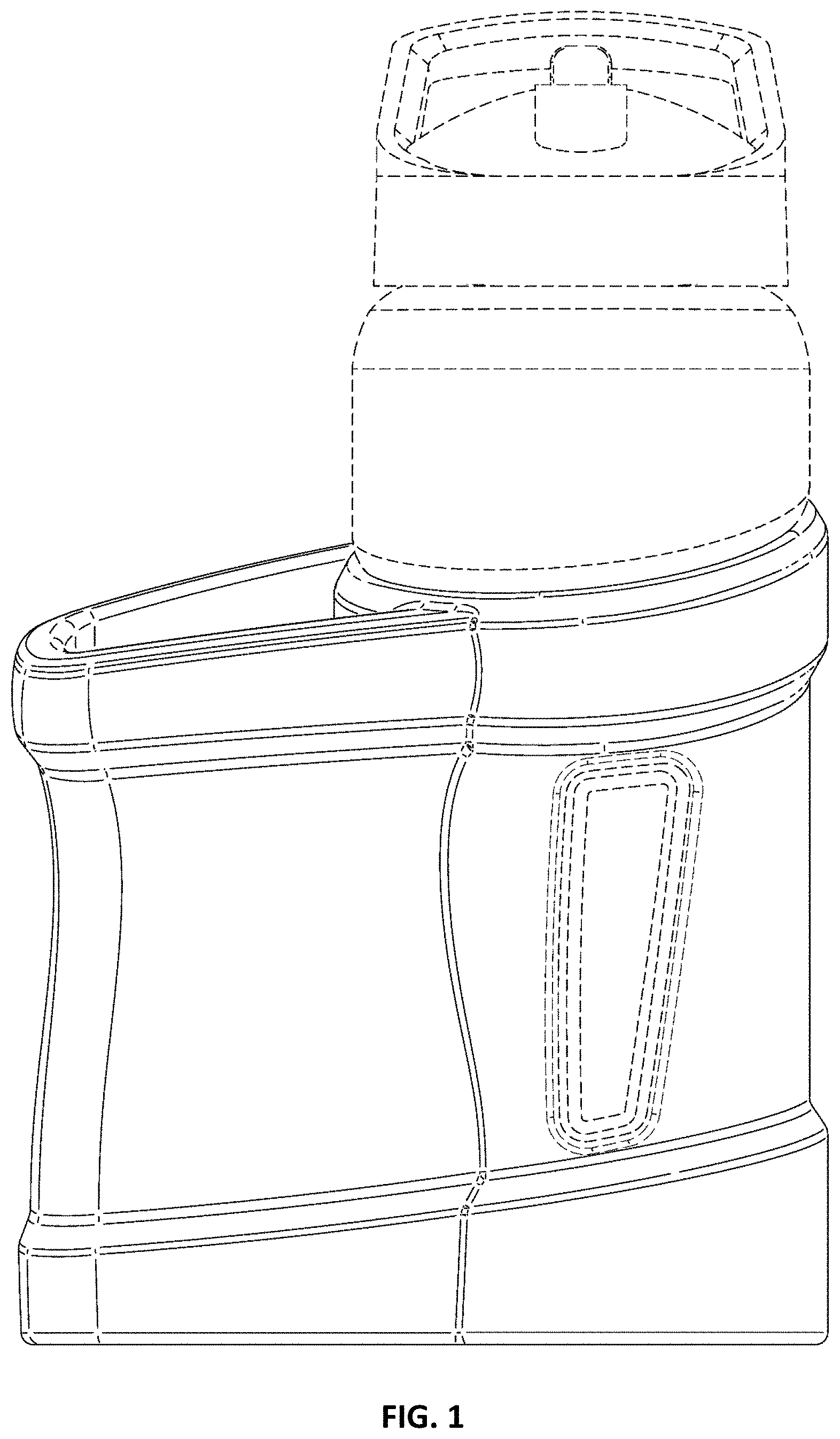Patent USD1000207 Figure 1 – Drink bottle with storage compartment