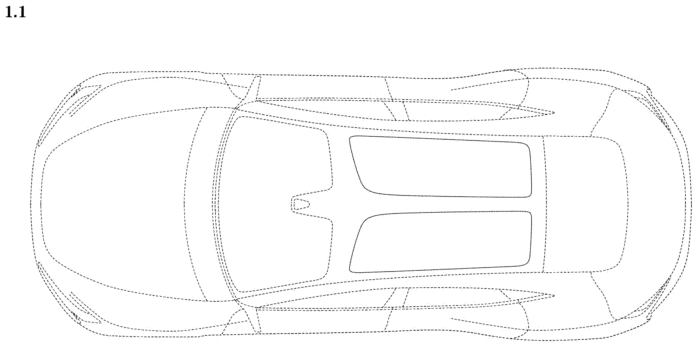 Patent USD1000352 — Opacifying glass roof for an automobile — Figure 1