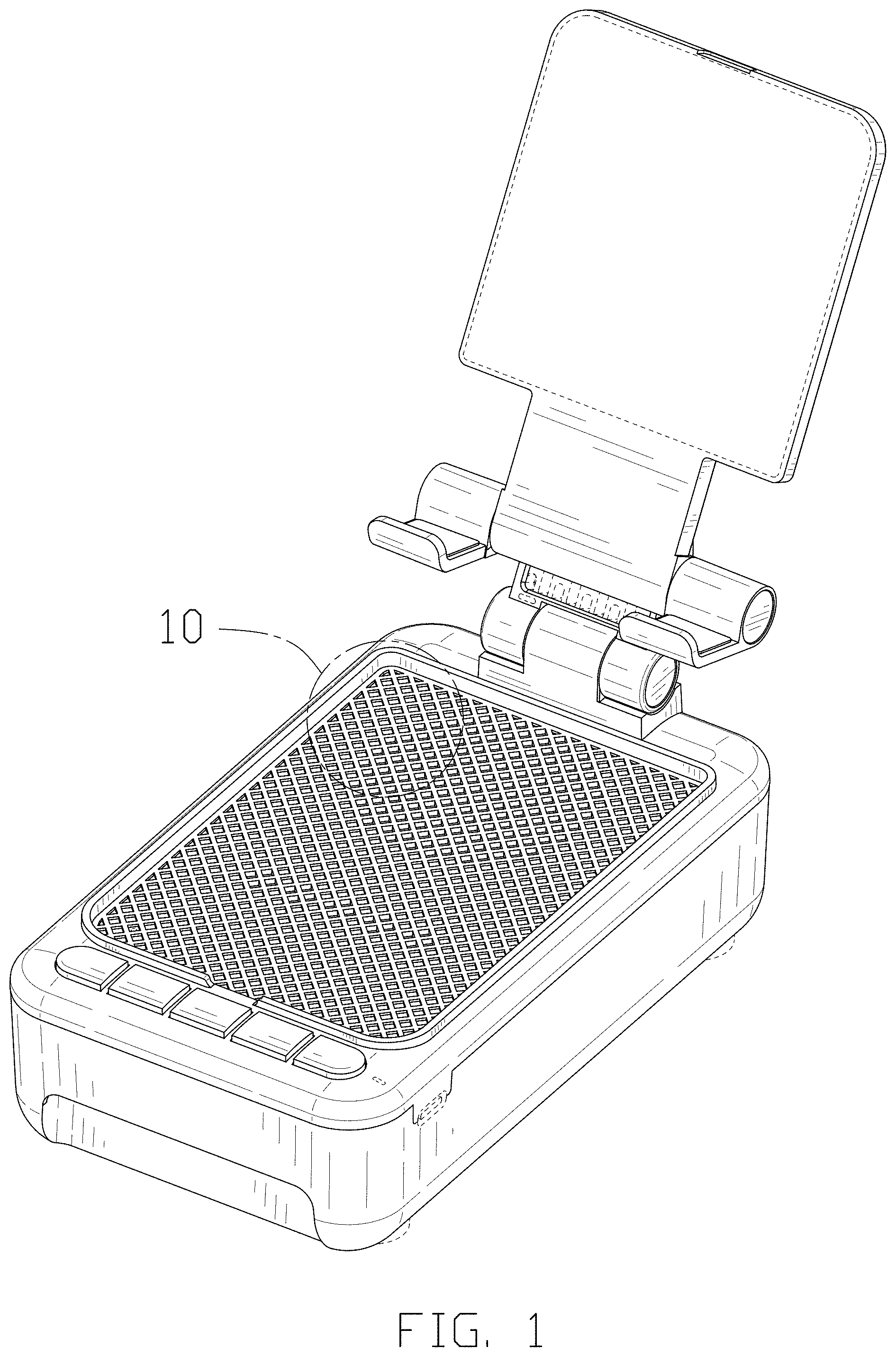 Patent USD1000418 — Combined phone stand and speaker — Figure 1