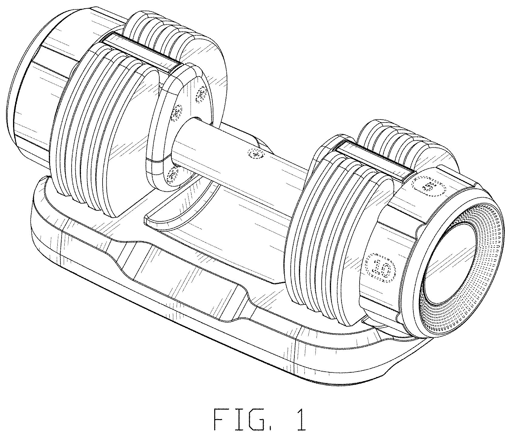 Patent USD1000553 — Adustable dumbbell — Figure 1