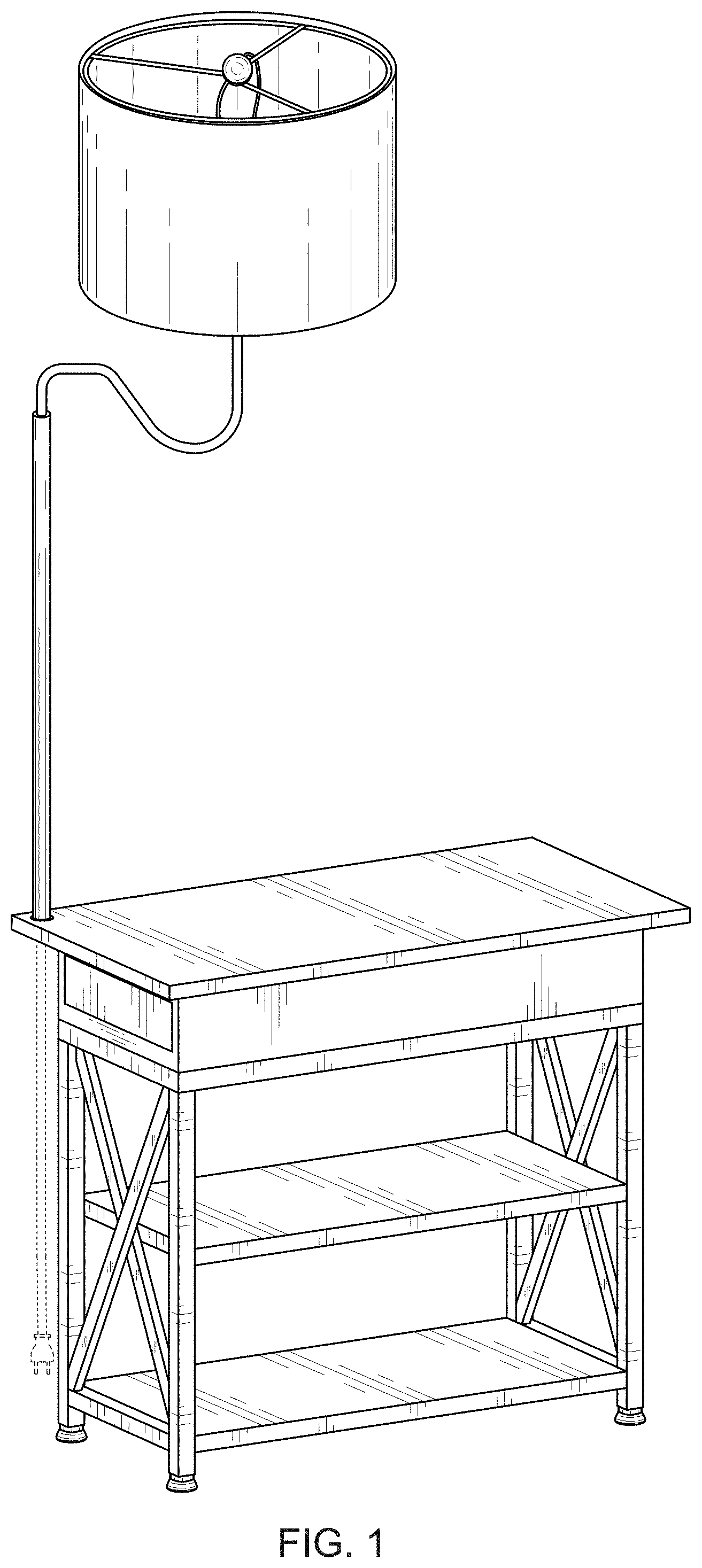 Patent USD1000666 — Floor lamp with end table — Figure 1