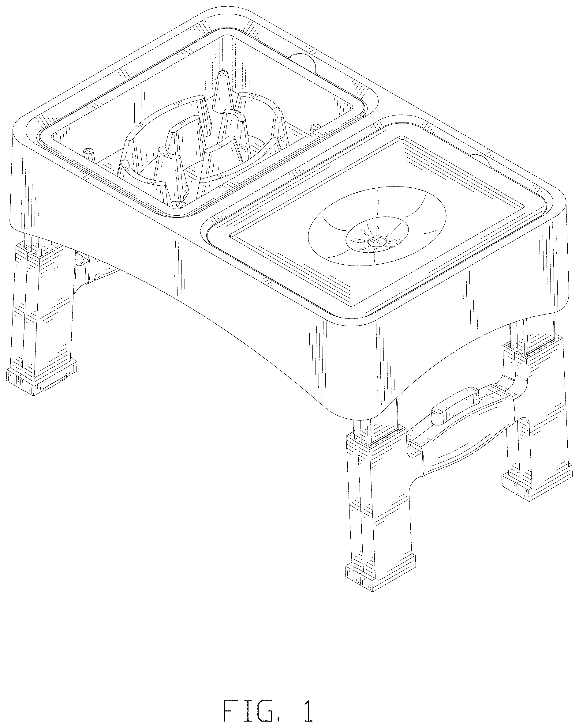 Patent USD1000724 — Adjustable raised dog bowl — Figure 1