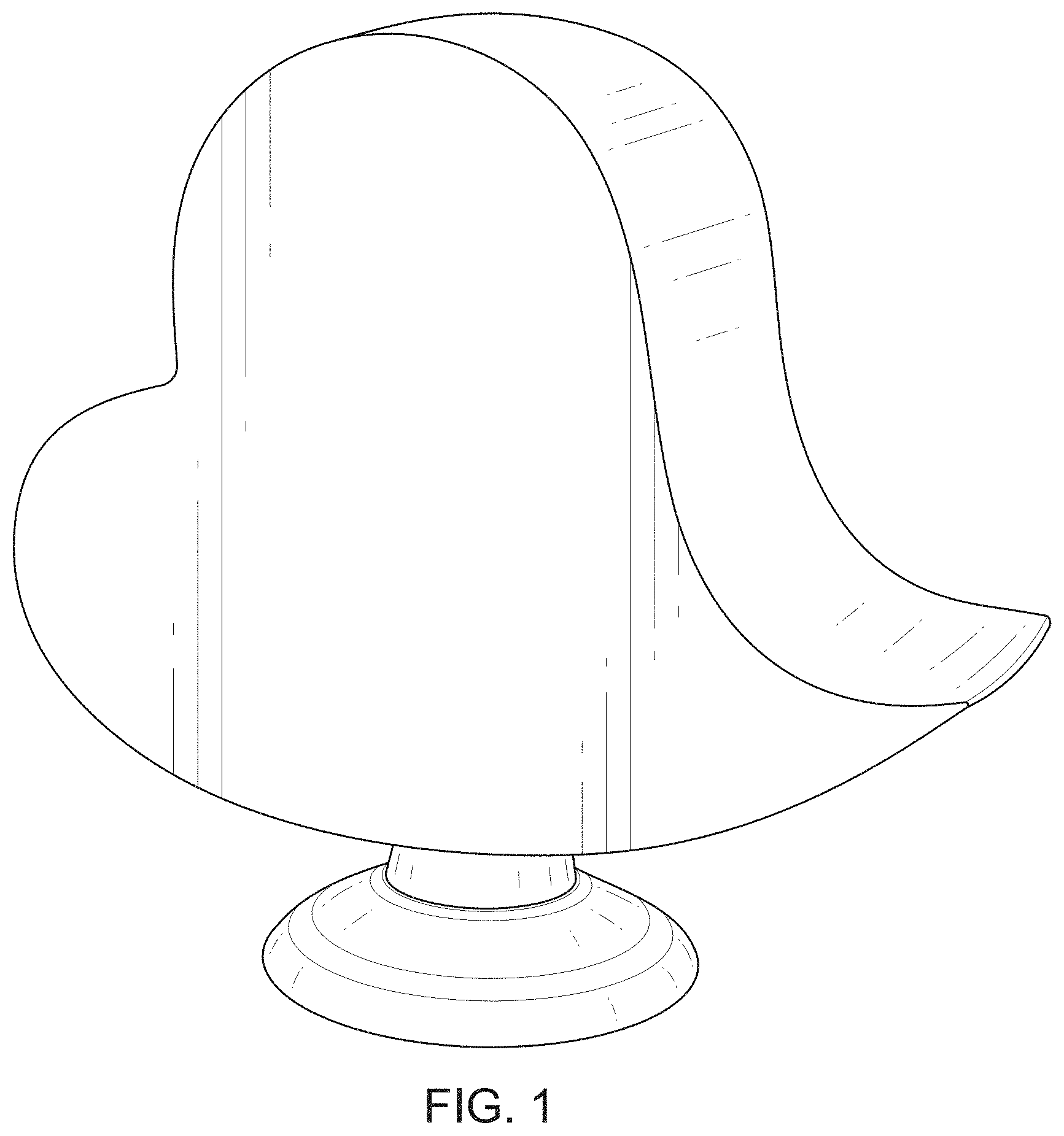 Patent USD1000749 Figure 1 – Curved heart cremation urn