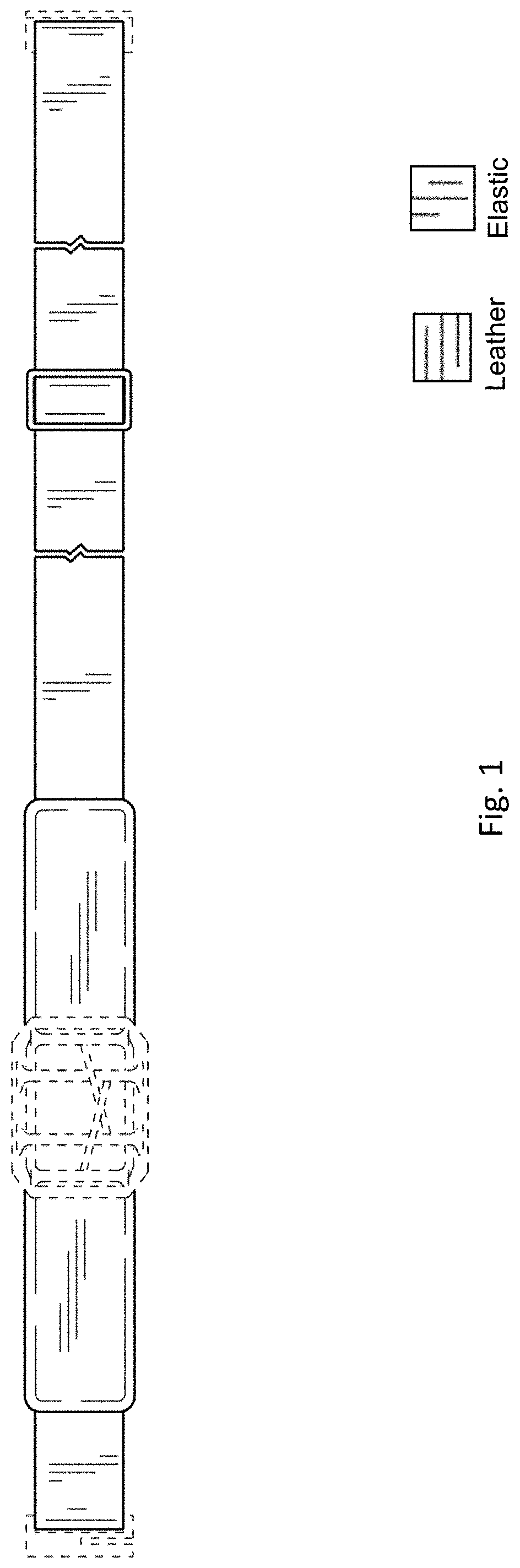 Patent USD1000754 — Leather and elastic belt — Figure 1