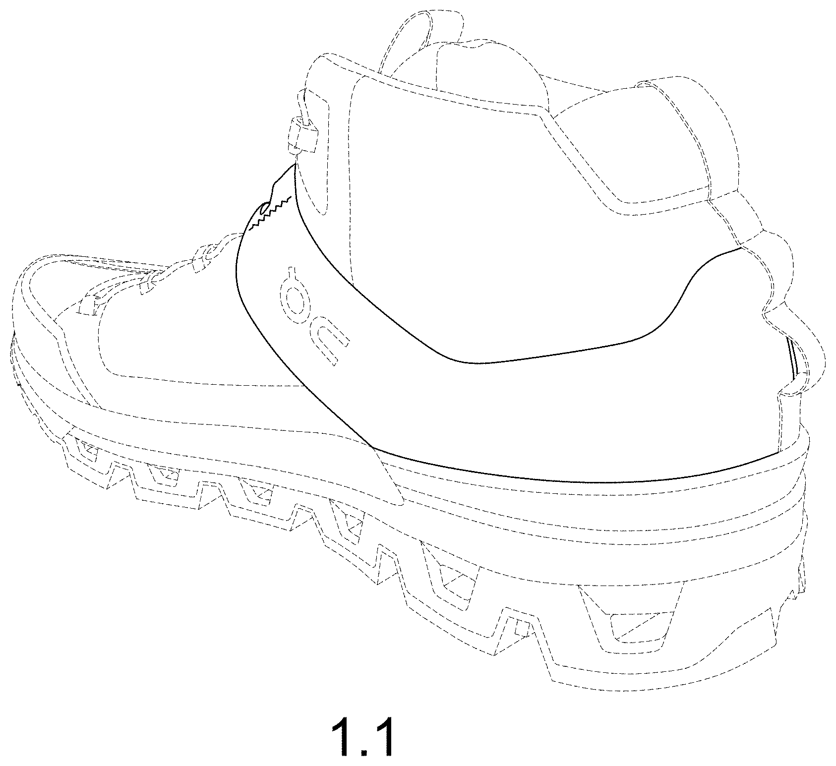 Patent USD1000822 Figure 1 – Shoe