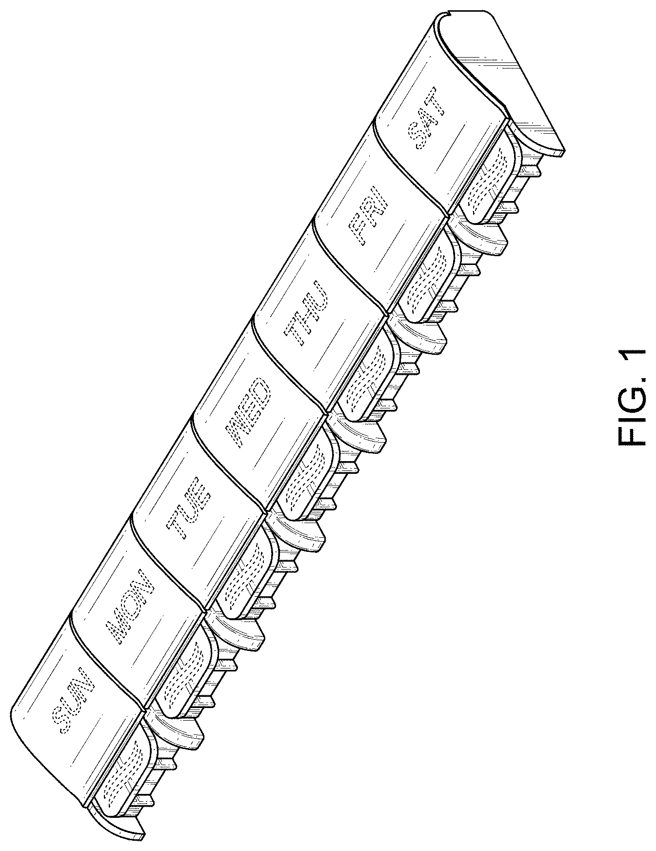 Patent USD1000826 — Single row seven day pillbox — Figure 1