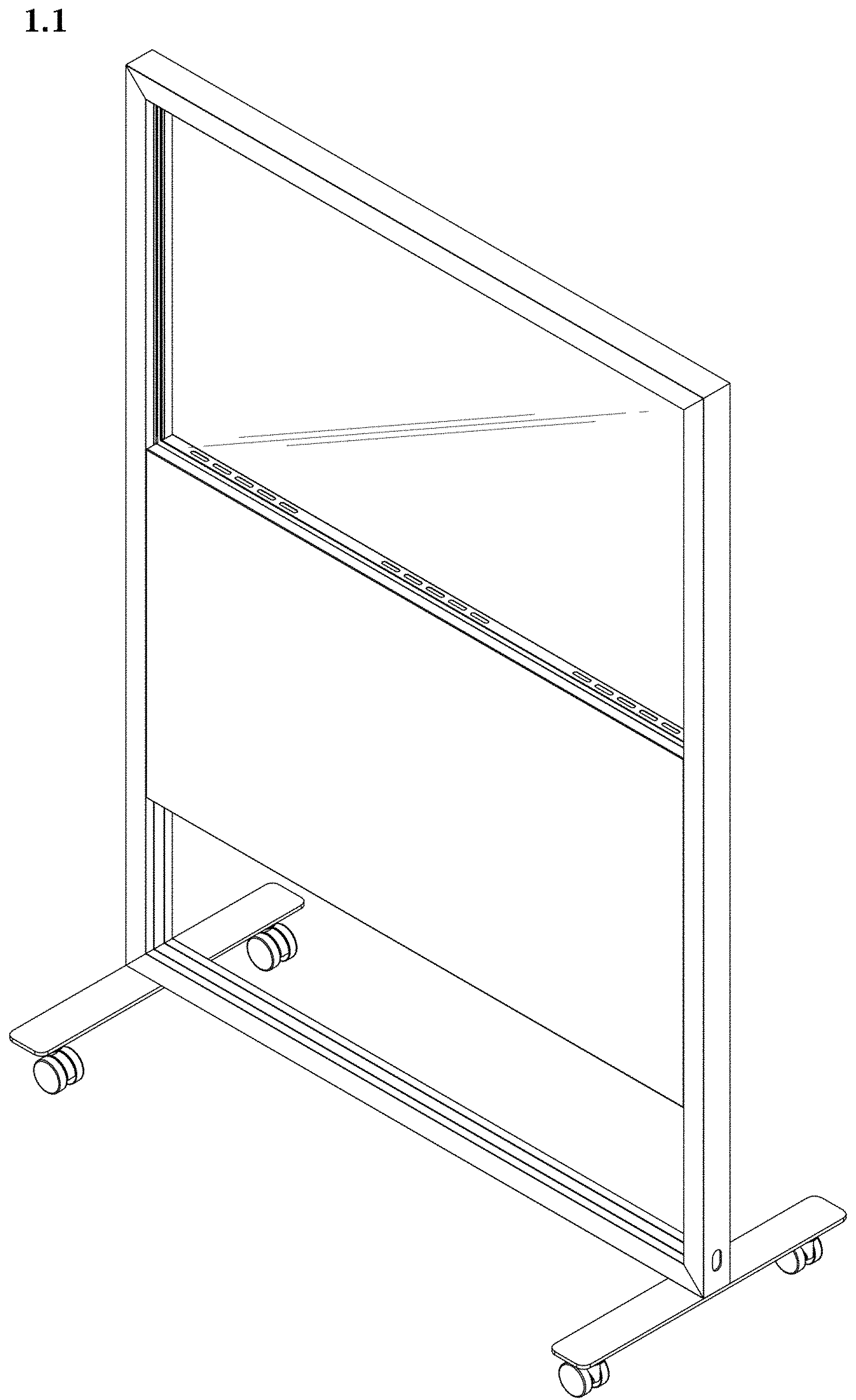 Patent USD1000846 Figure 1 – Partition screen with a transparent display