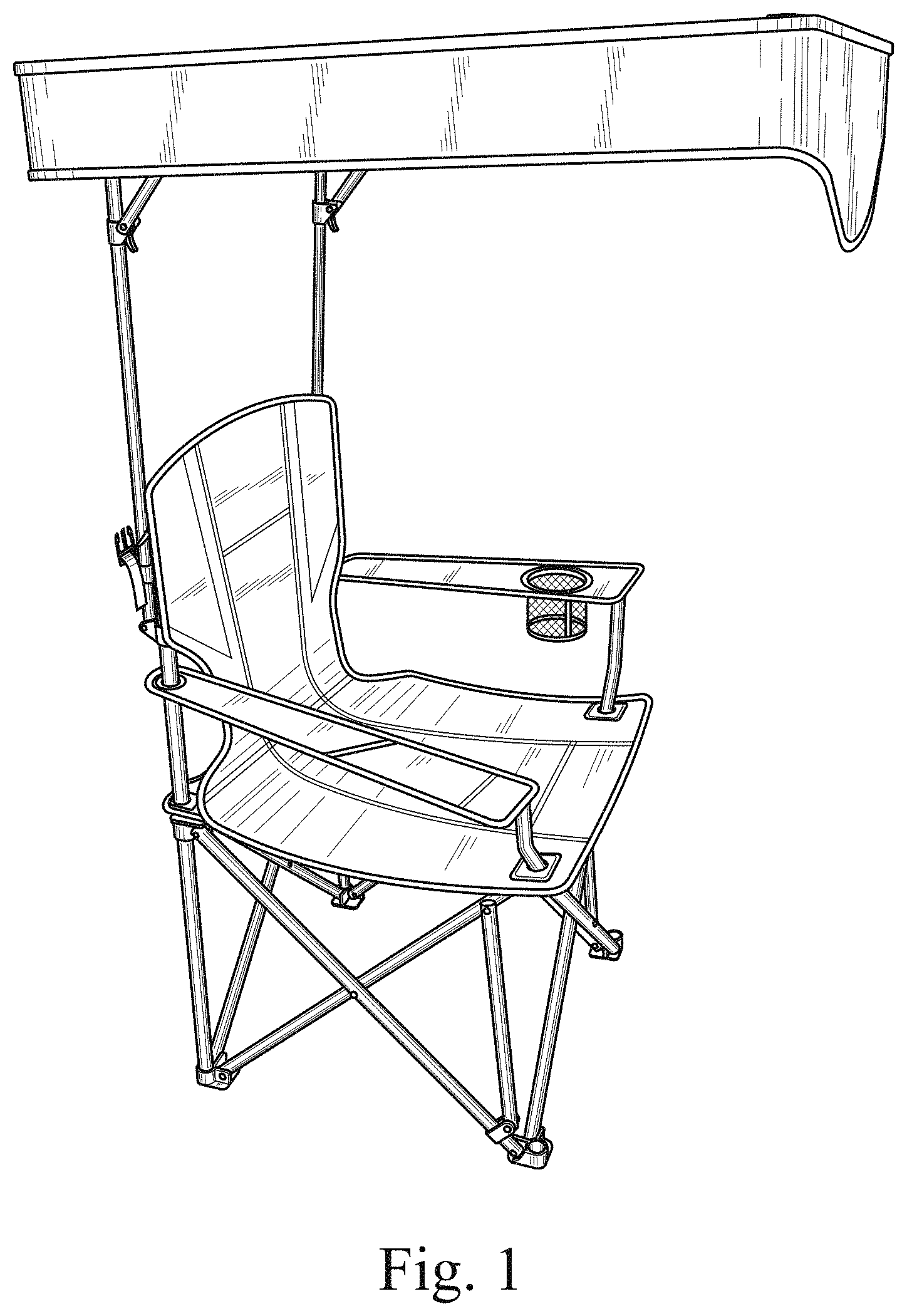 Patent USD1000852 — Folding chair with sunshade — Figure 1