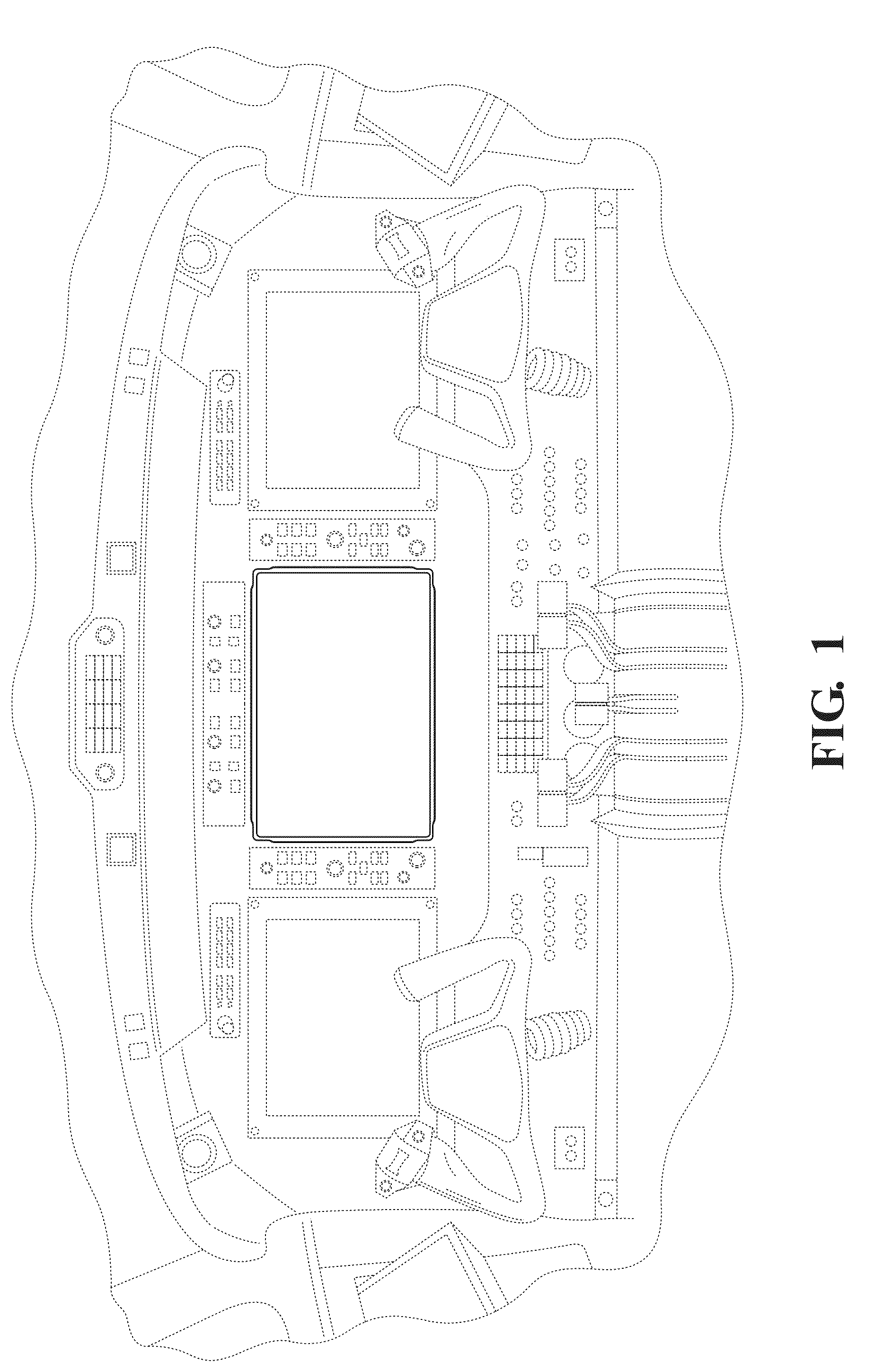 Patent USD1001033 — Gripping device for an avionics display — Figure 1