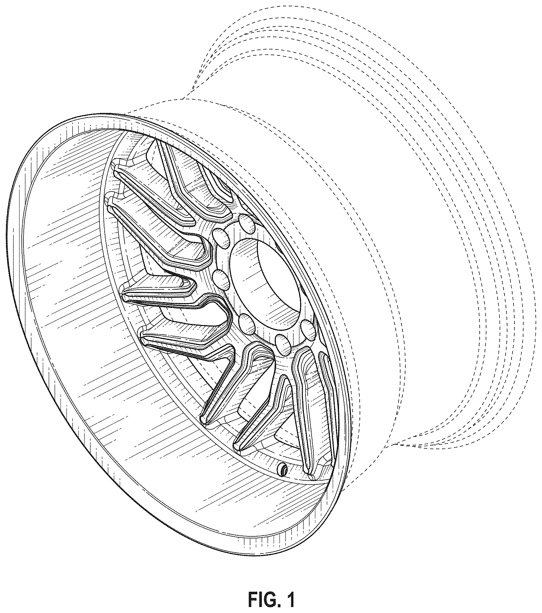 Patent USD1001038 — Wheel — Figure 1