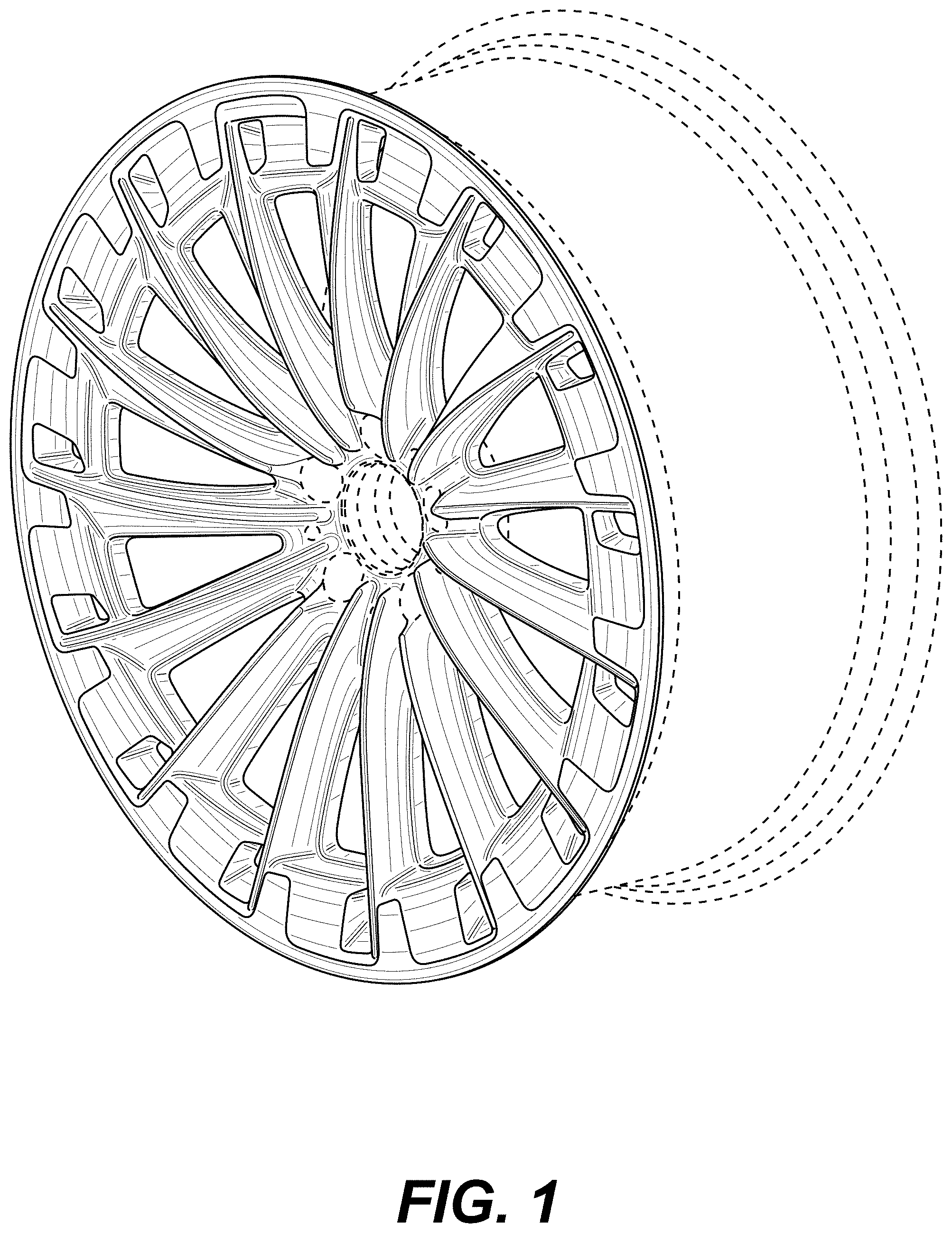 Patent USD1001042 — Wheel or wheel cover — Figure 1