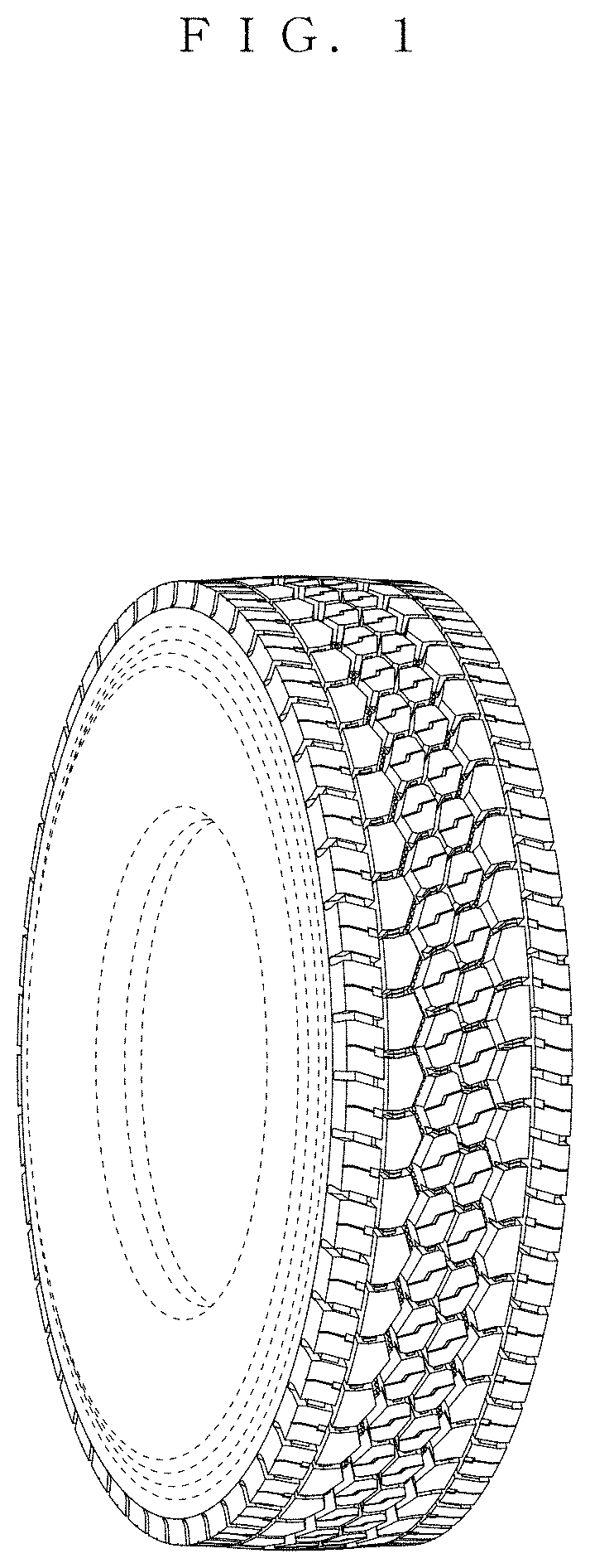 Patent USD1001058 Figure 1 – Tread portion of an automobile tire