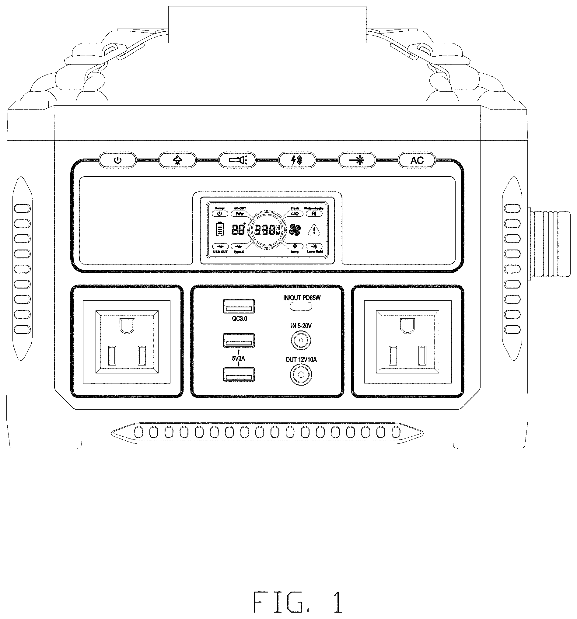 Patent USD1001059 Figure 1 – Portable power station
