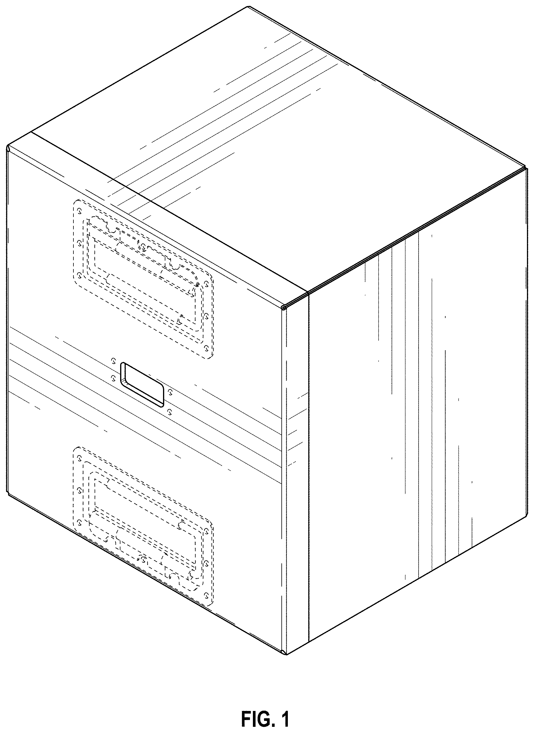 Patent USD1001070 — Golf cart battery with aperture therethrough — Figure 1