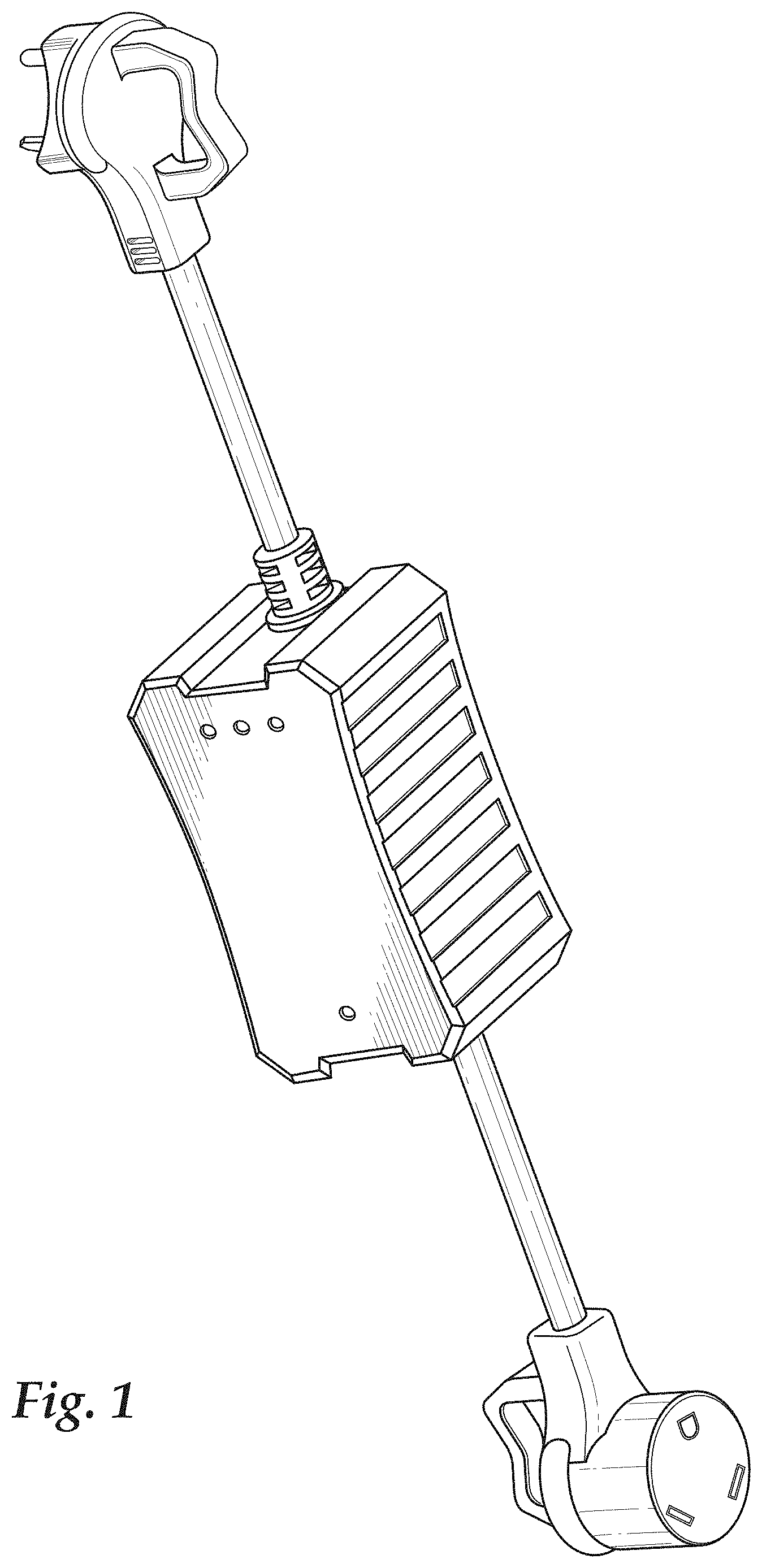 Patent USD1001078 — Combined circuit analyzer with surge protection and grip handles — Figure 1