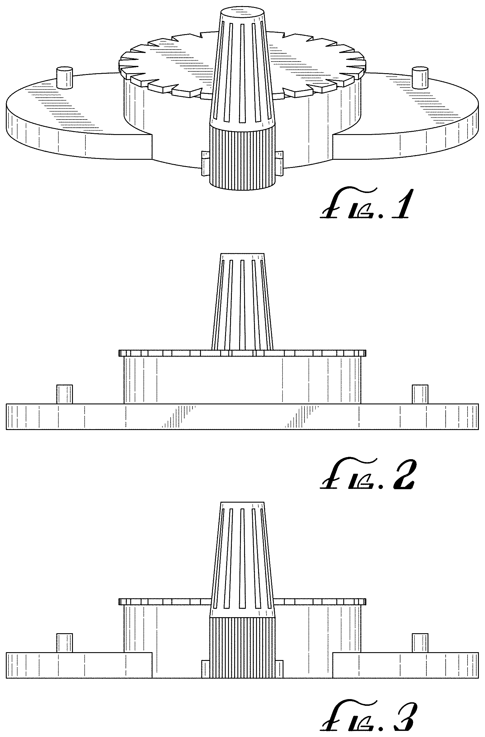 Patent USD1001195 — Display base with extendable-retractable cord and cord end device — Figure 1