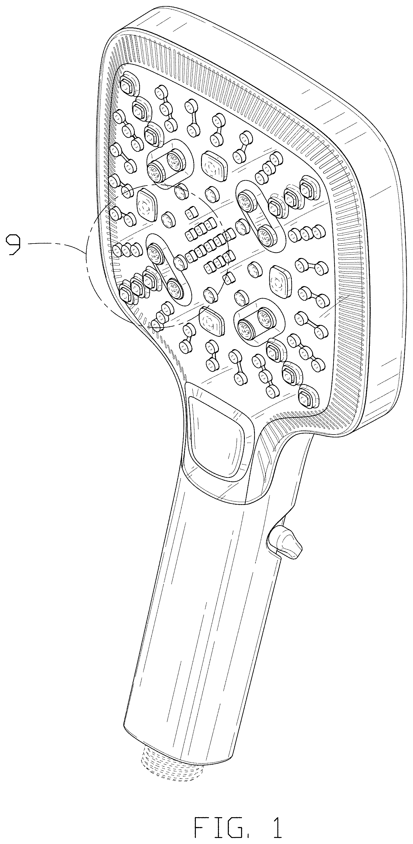 Patent USD1001237 Figure 1 – Handheld shower head