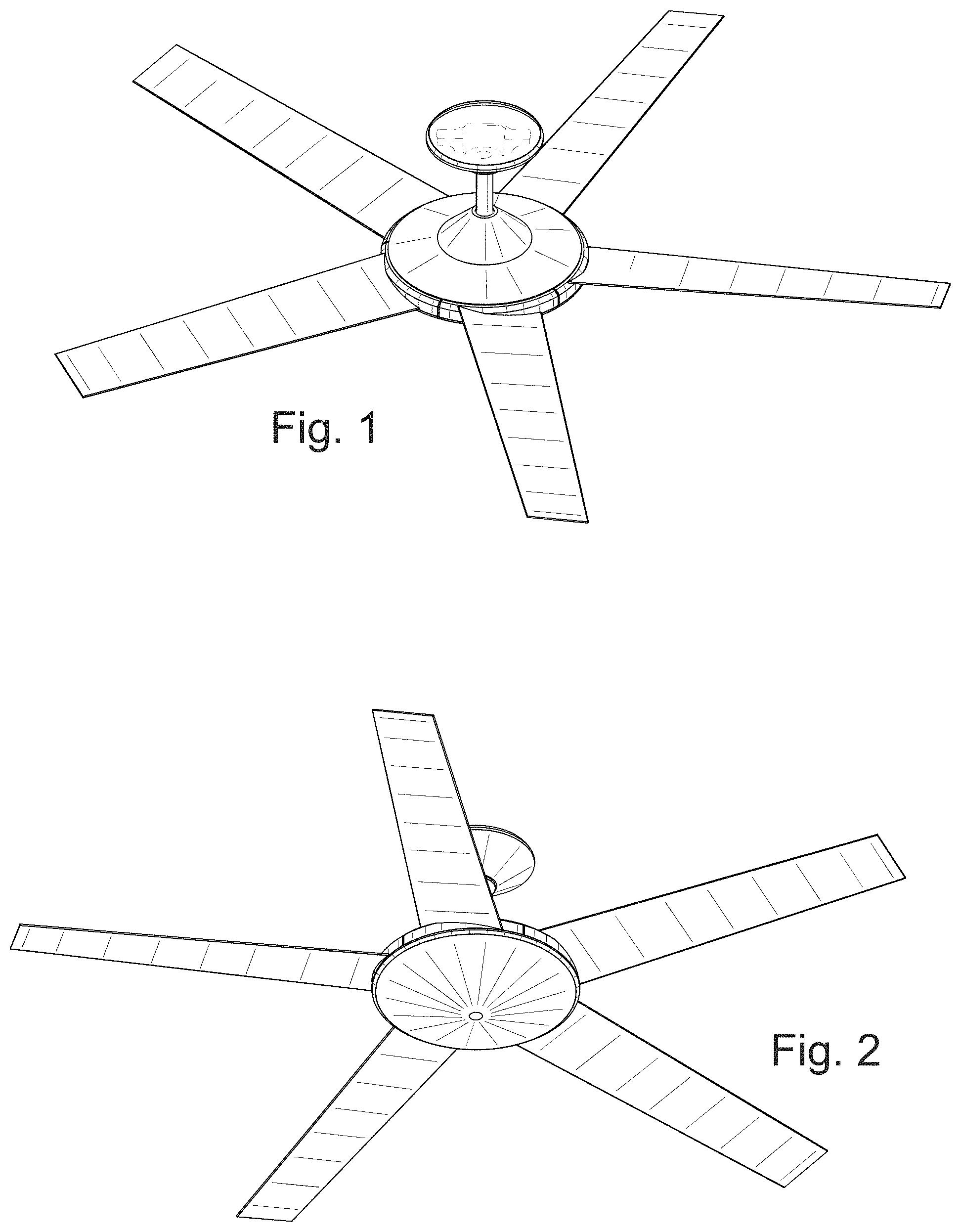 Patent USD1001262 Figure 1 – Five-bladed ceiling fan