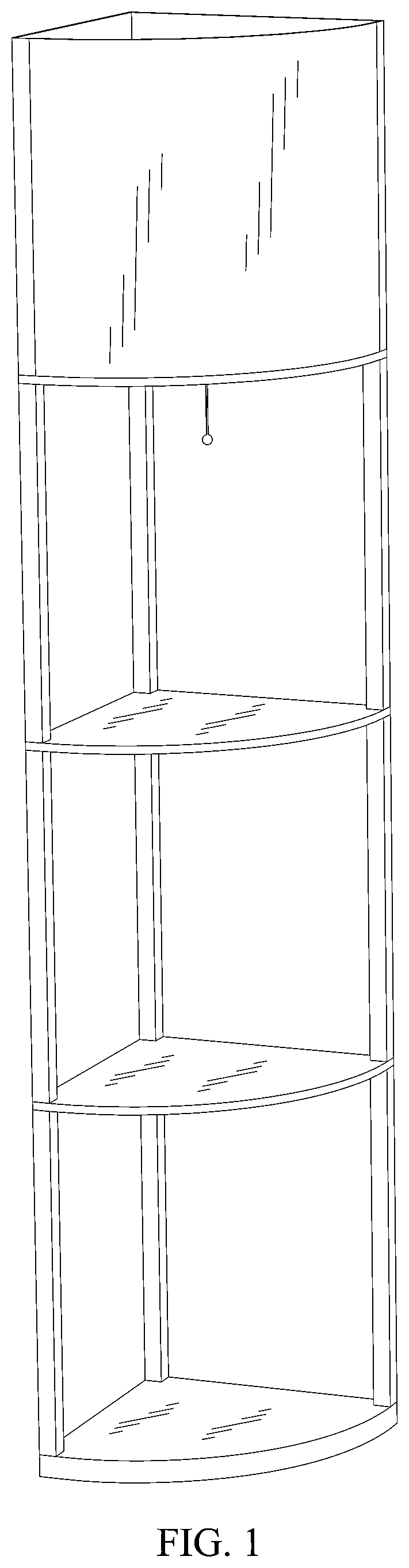 Patent USD1001330 — Fan-shaped bookshelf with a lamp — Figure 1
