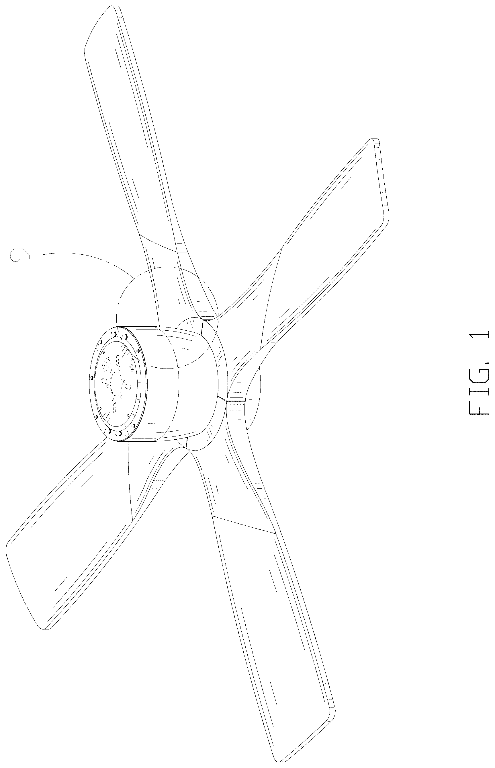 Patent USD1001331 Figure 1 – Ceiling fan with lamp