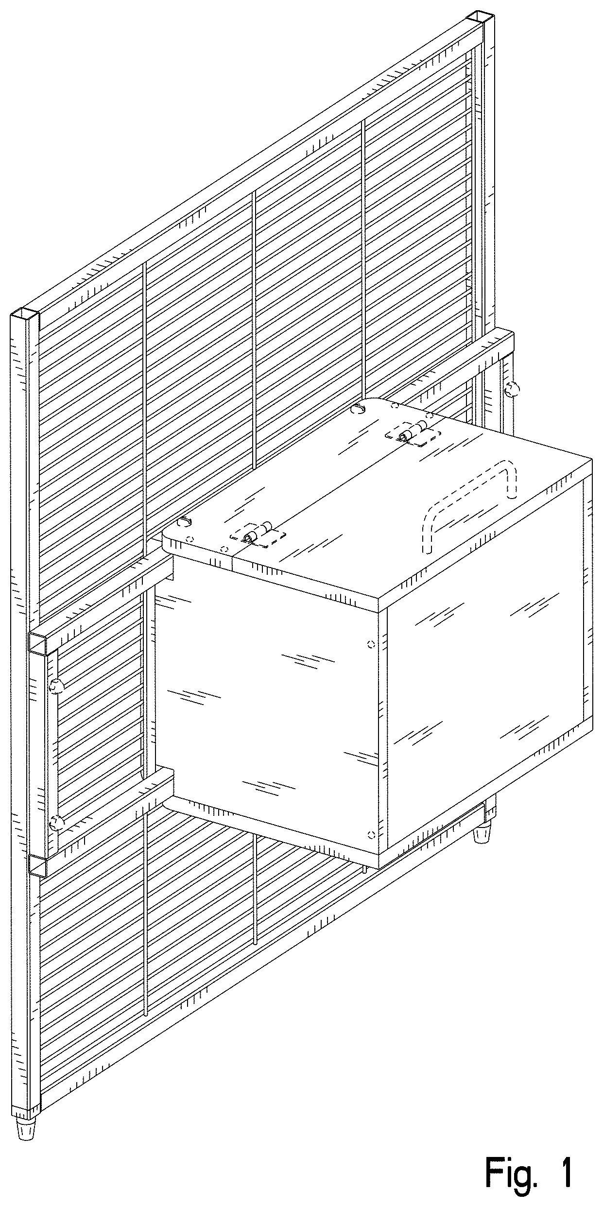 Patent USD1001383 — Combined breeder box and panel assembly — Figure 1
