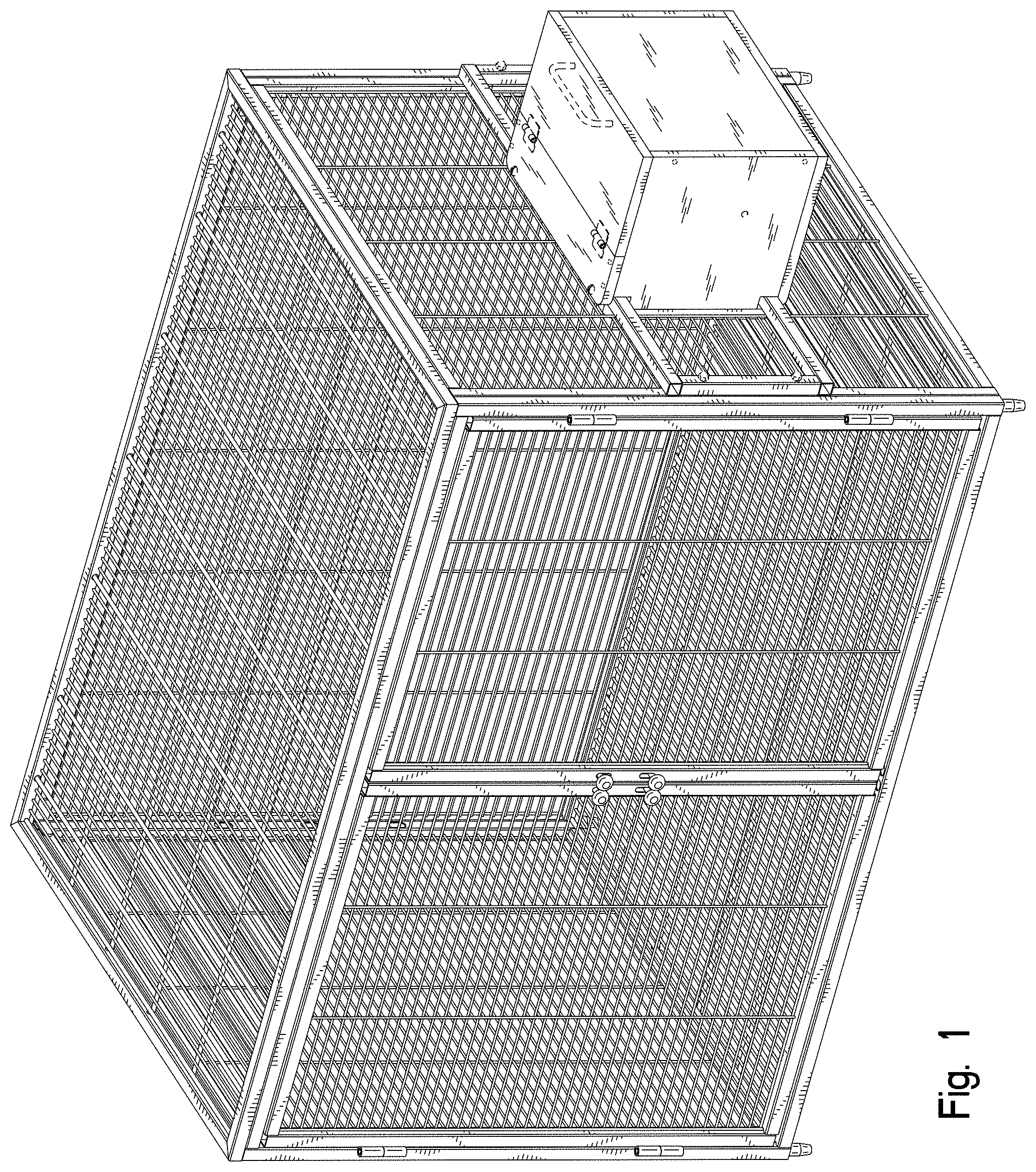 Patent USD1001384 — Combined animal enclosure and breeder box assembly — Figure 1