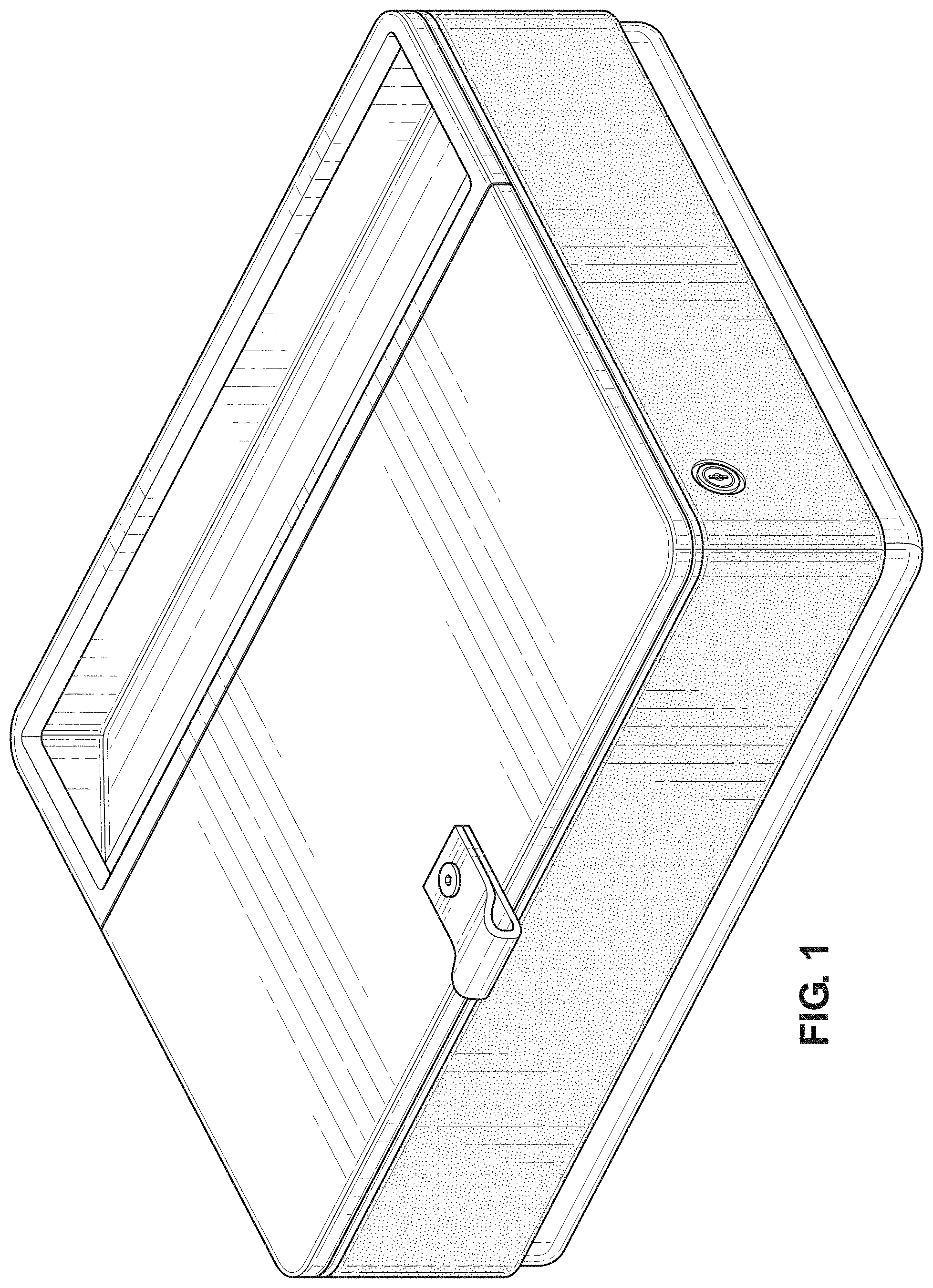 Patent USD1001501 Figure 1 – Combined electronics tray and container