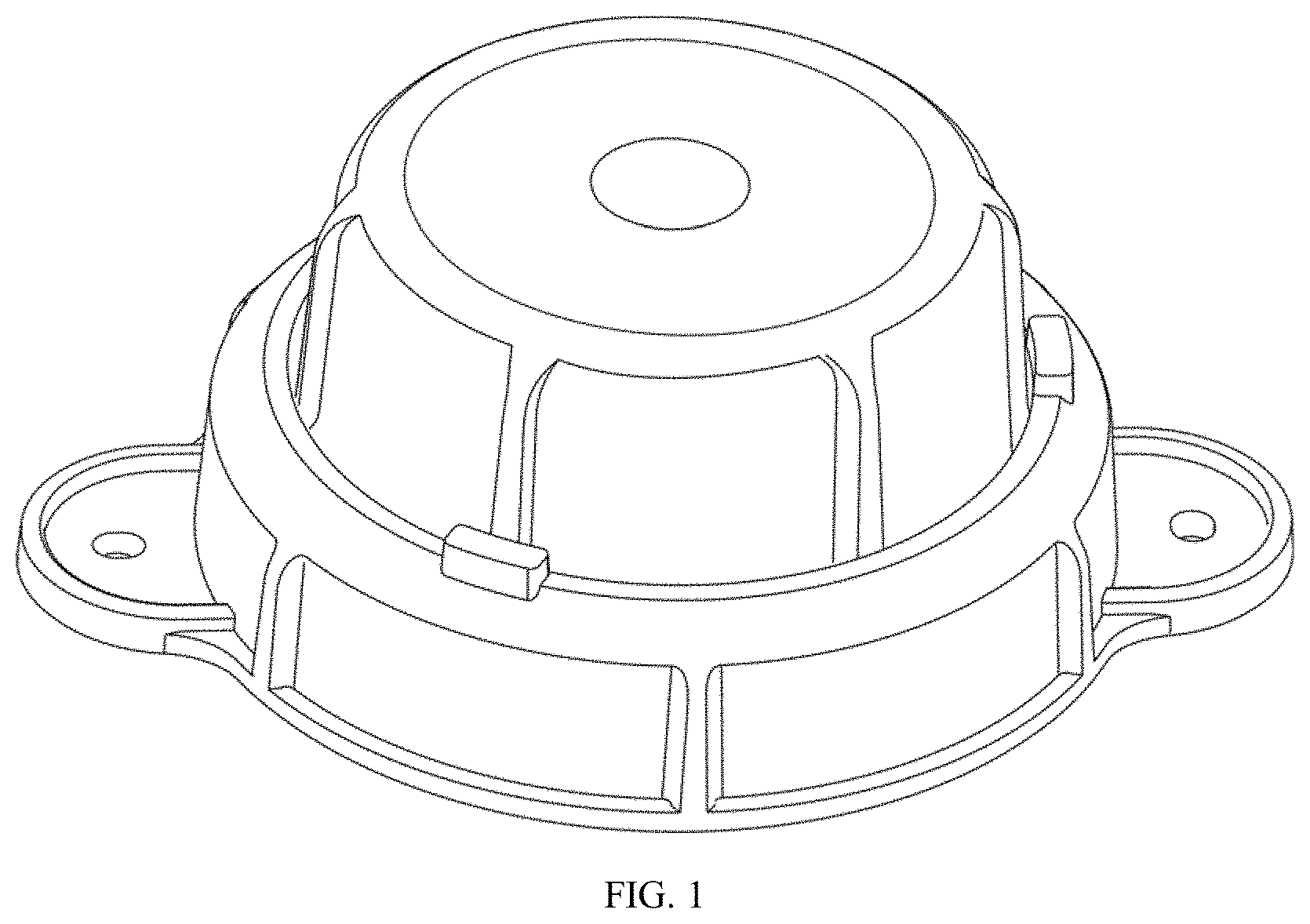 Patent USD1001658 — GPS tracking pod with mounting bracket — Figure 1
