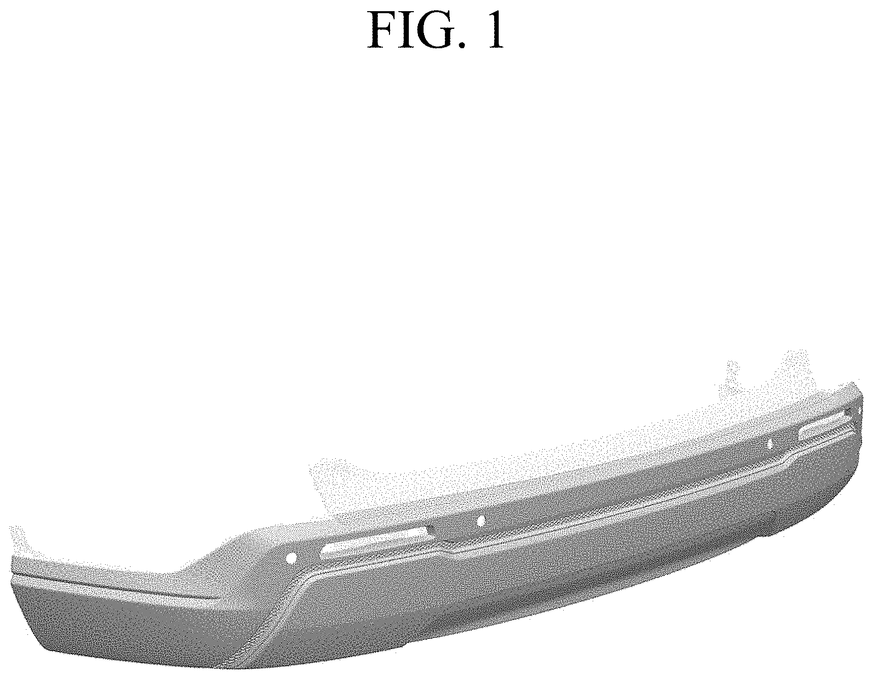 Patent USD1001696 Figure 1 – Rear bumper for automobile