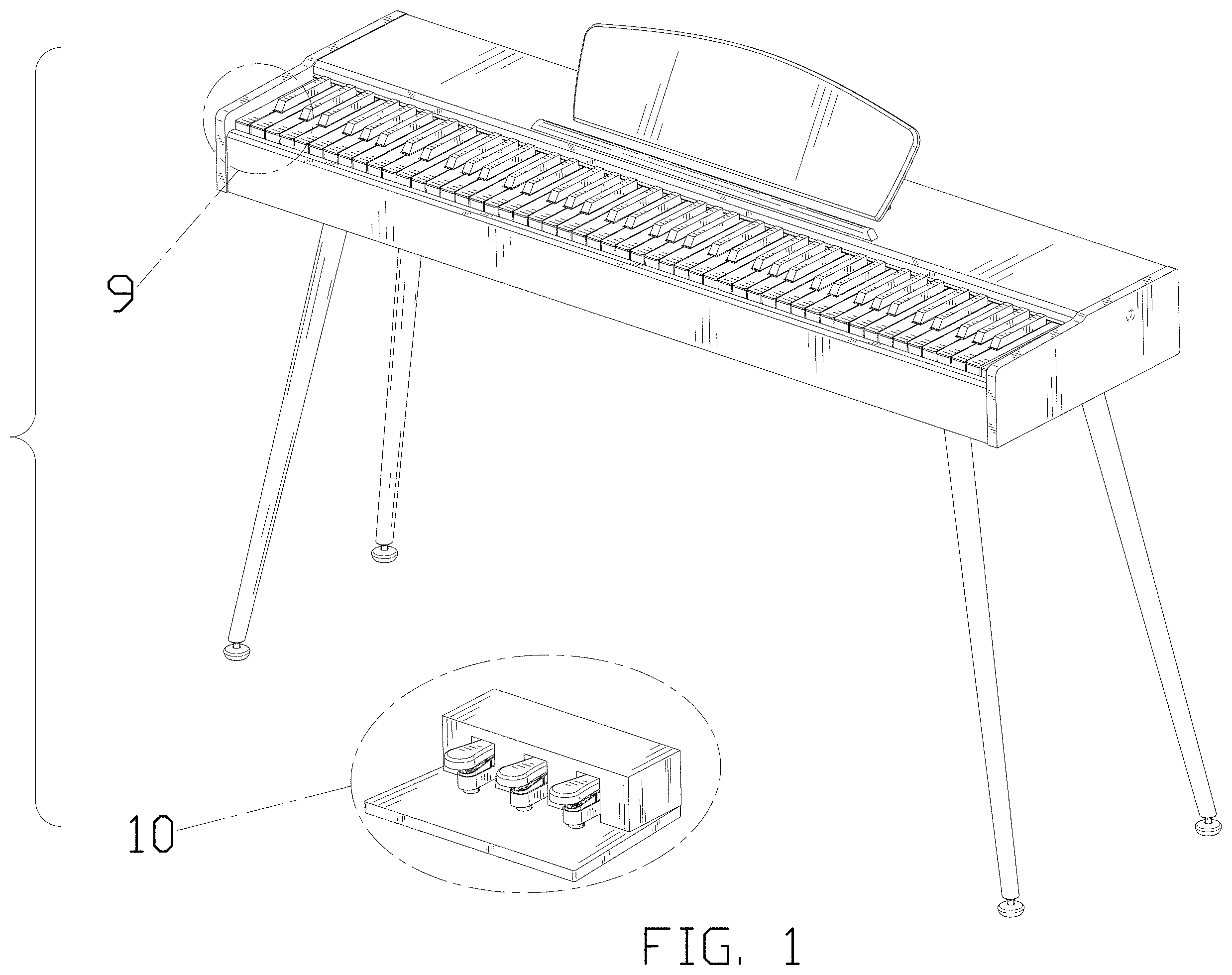 Patent USD1001883 Figure 1 – Electronic piano
