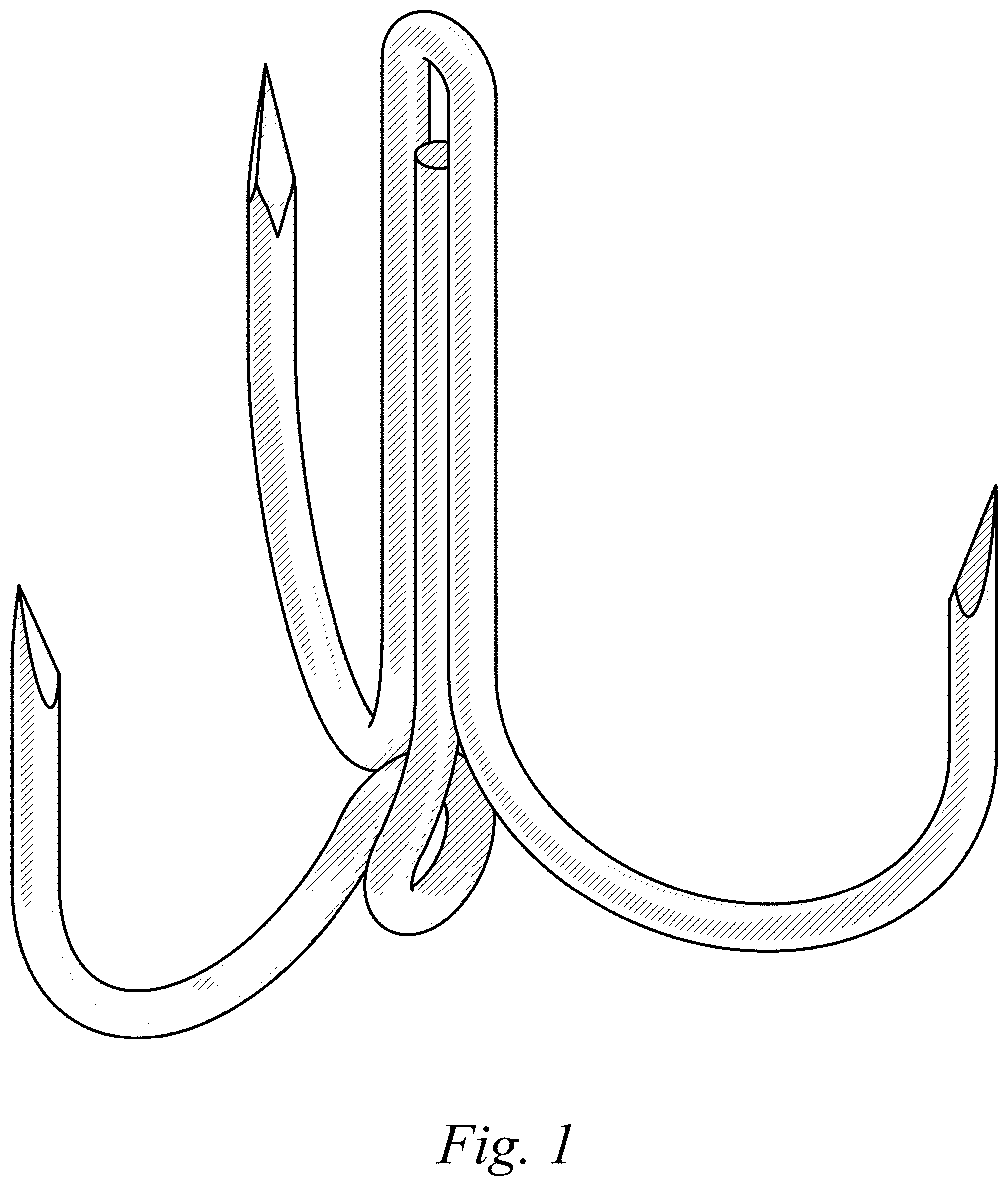 Patent USD1001957 — Fishing treble hook with release eye — Figure 1