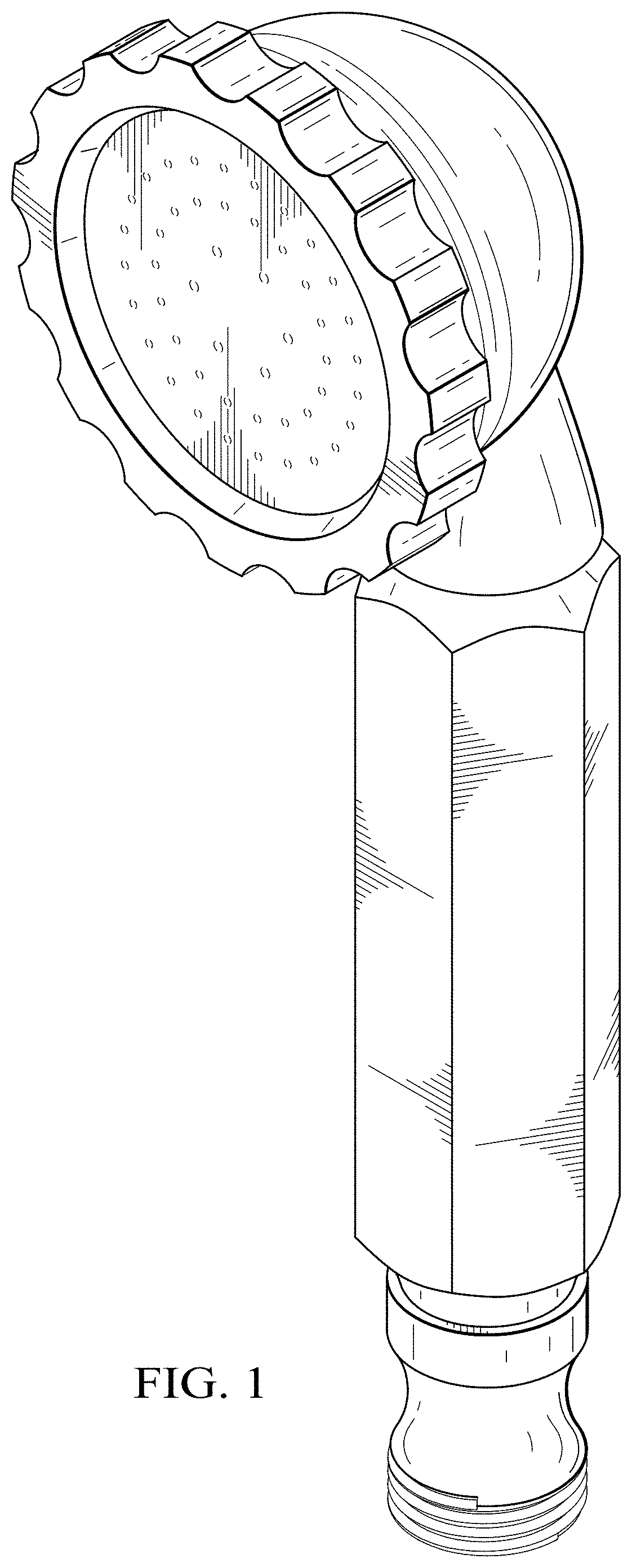 Patent USD1001970 — Handheld shower head — Figure 1