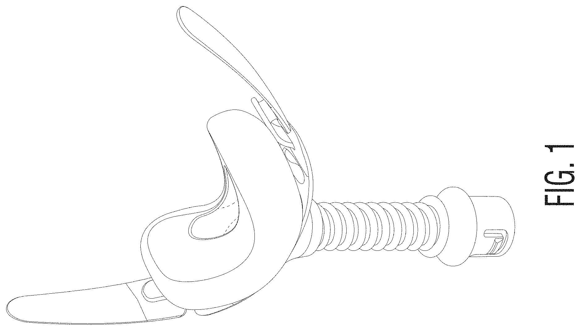 Patent USD1002001 — Nasal mask and tube in combination — Figure 1
