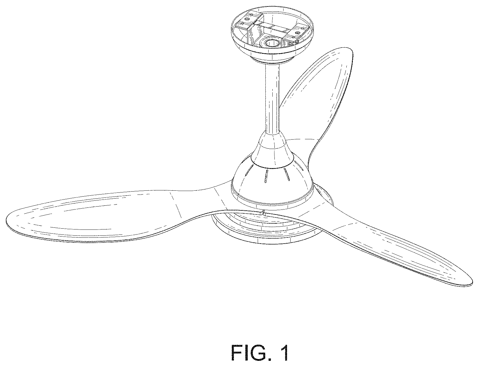 Patent USD1002048 Figure 1 – Ceiling fan lamp