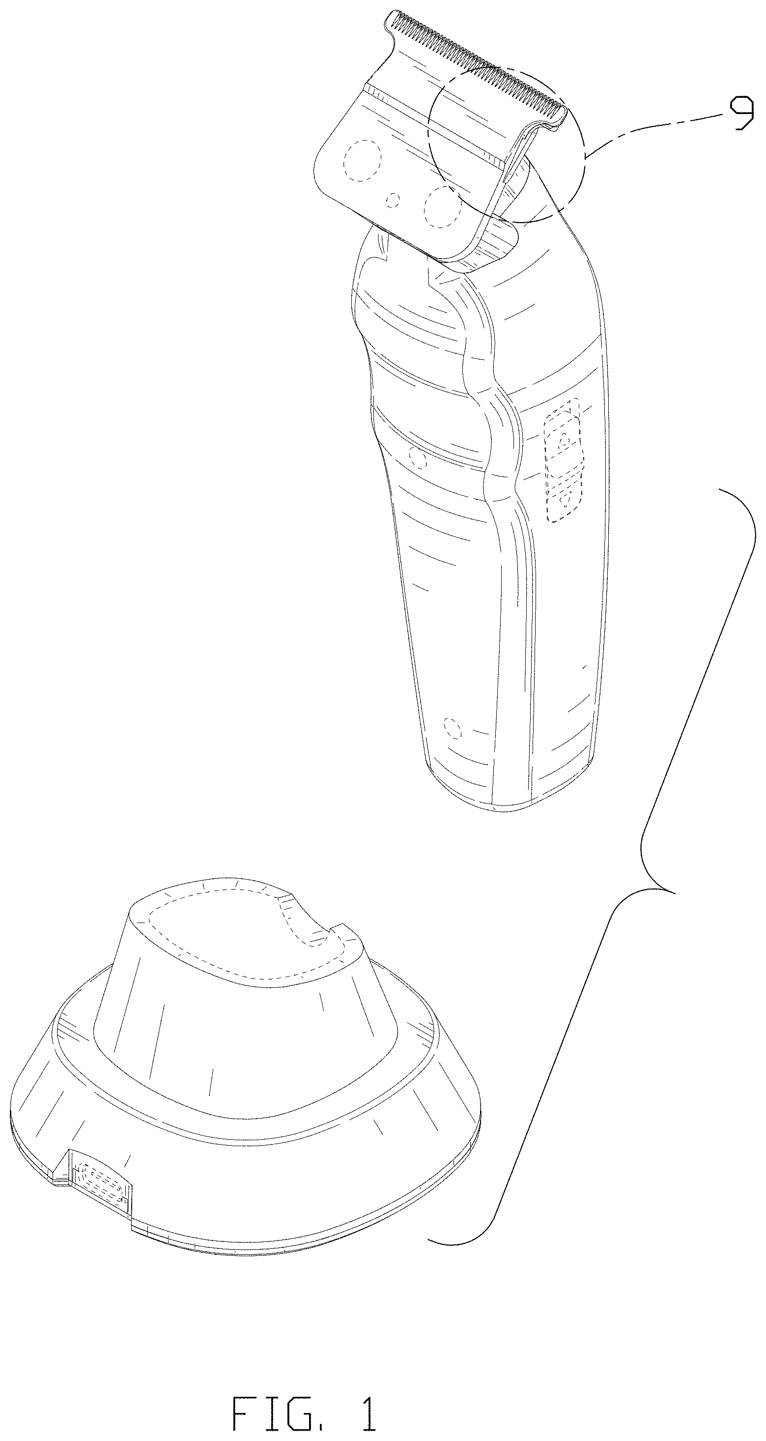 Patent USD1002106 — Combined hair trimmer with base — Figure 1