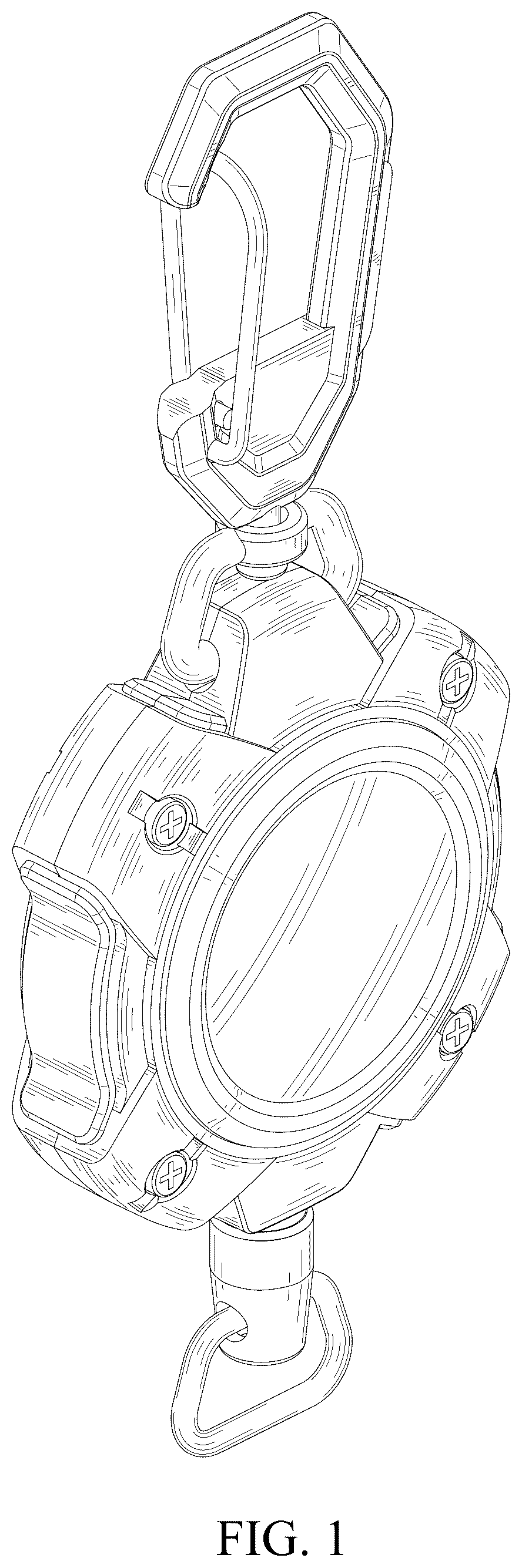 Patent USD1007843 Figure 1 – Retractable badge and key holder
