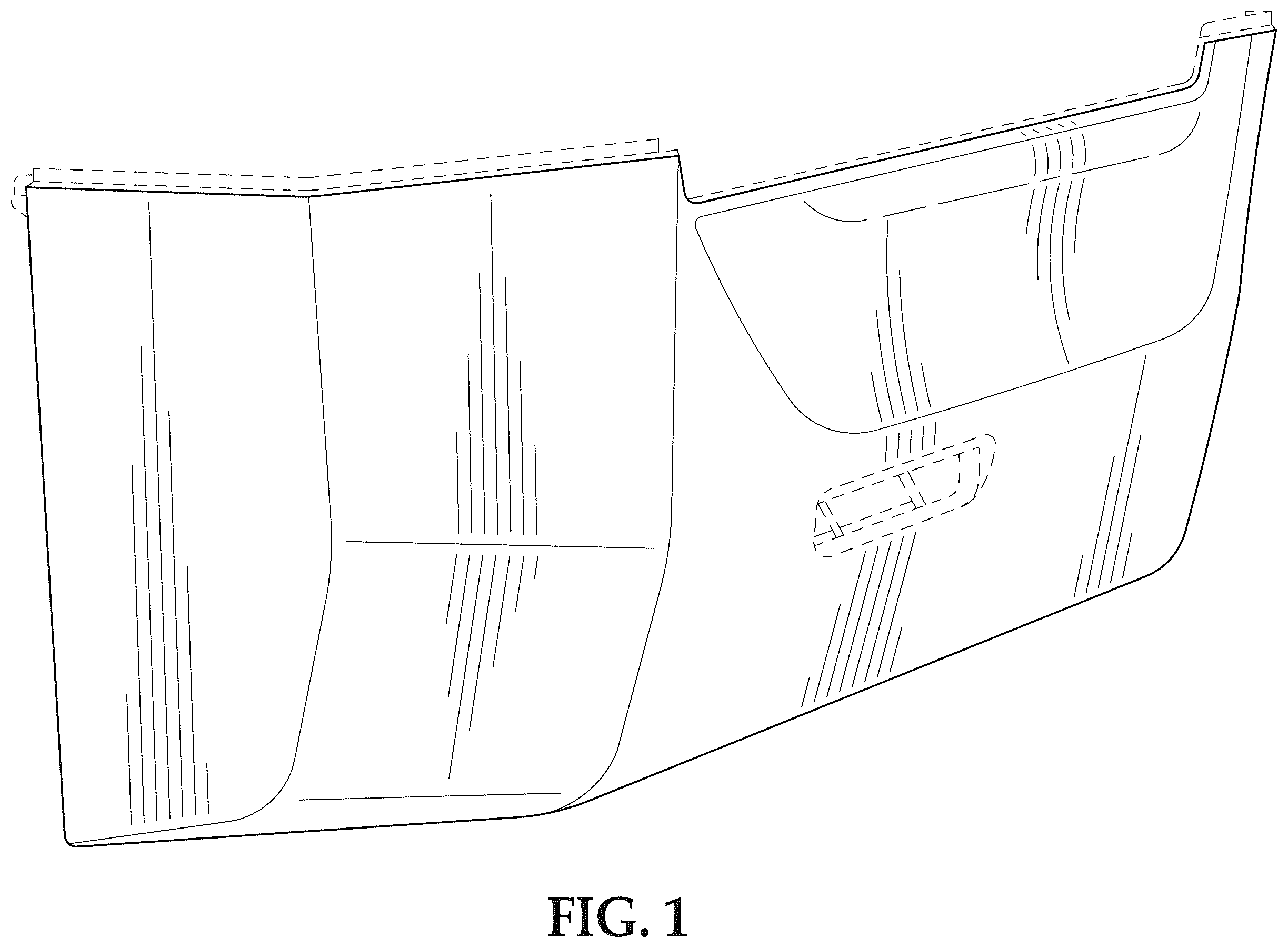 Patent USD1008115 — Vehicle rear bumper molding — Figure 1