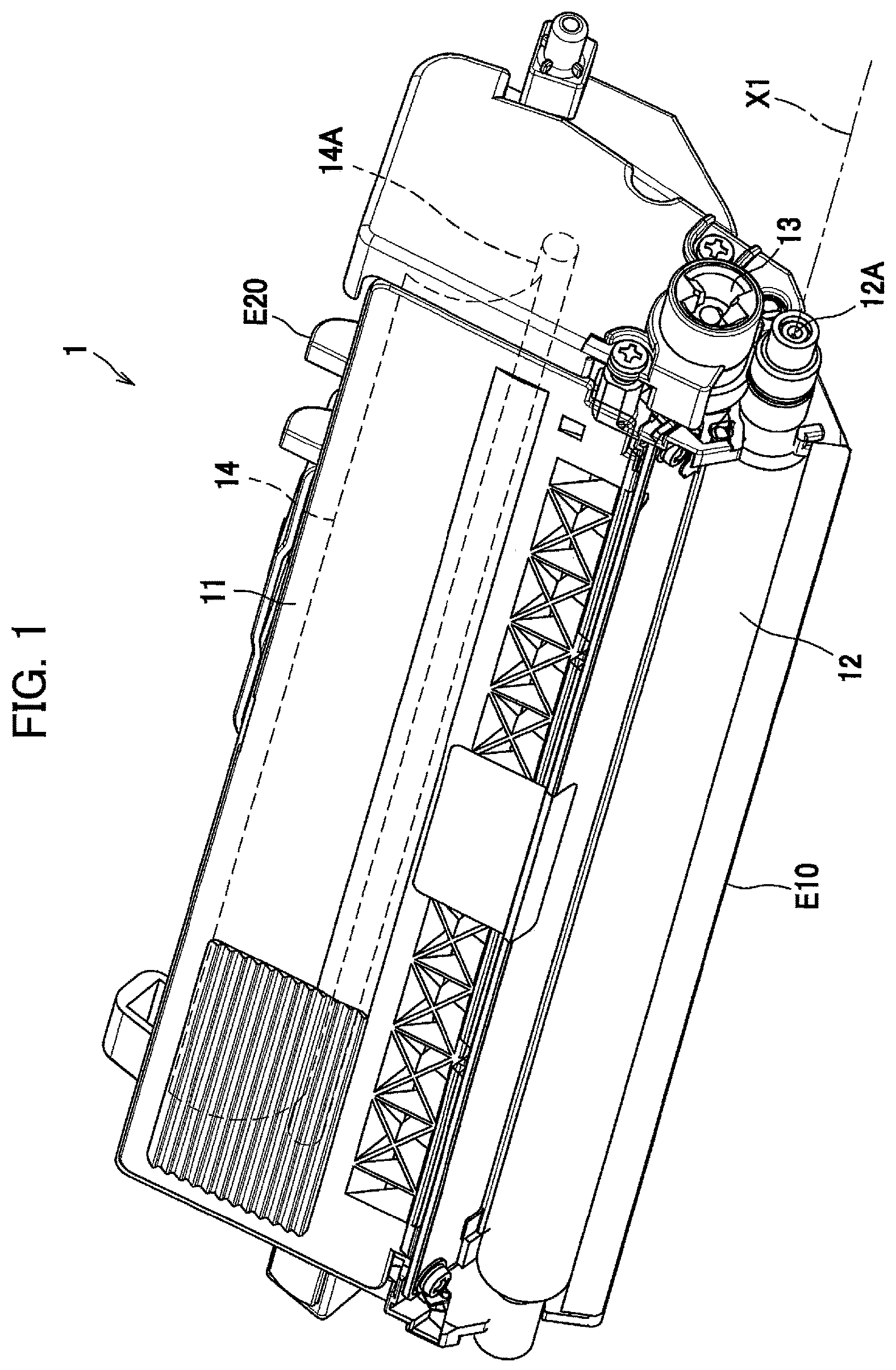 Patent USRE049689 Figure 1 – Developing cartridge capable of releasing meshing between gear and rack gear